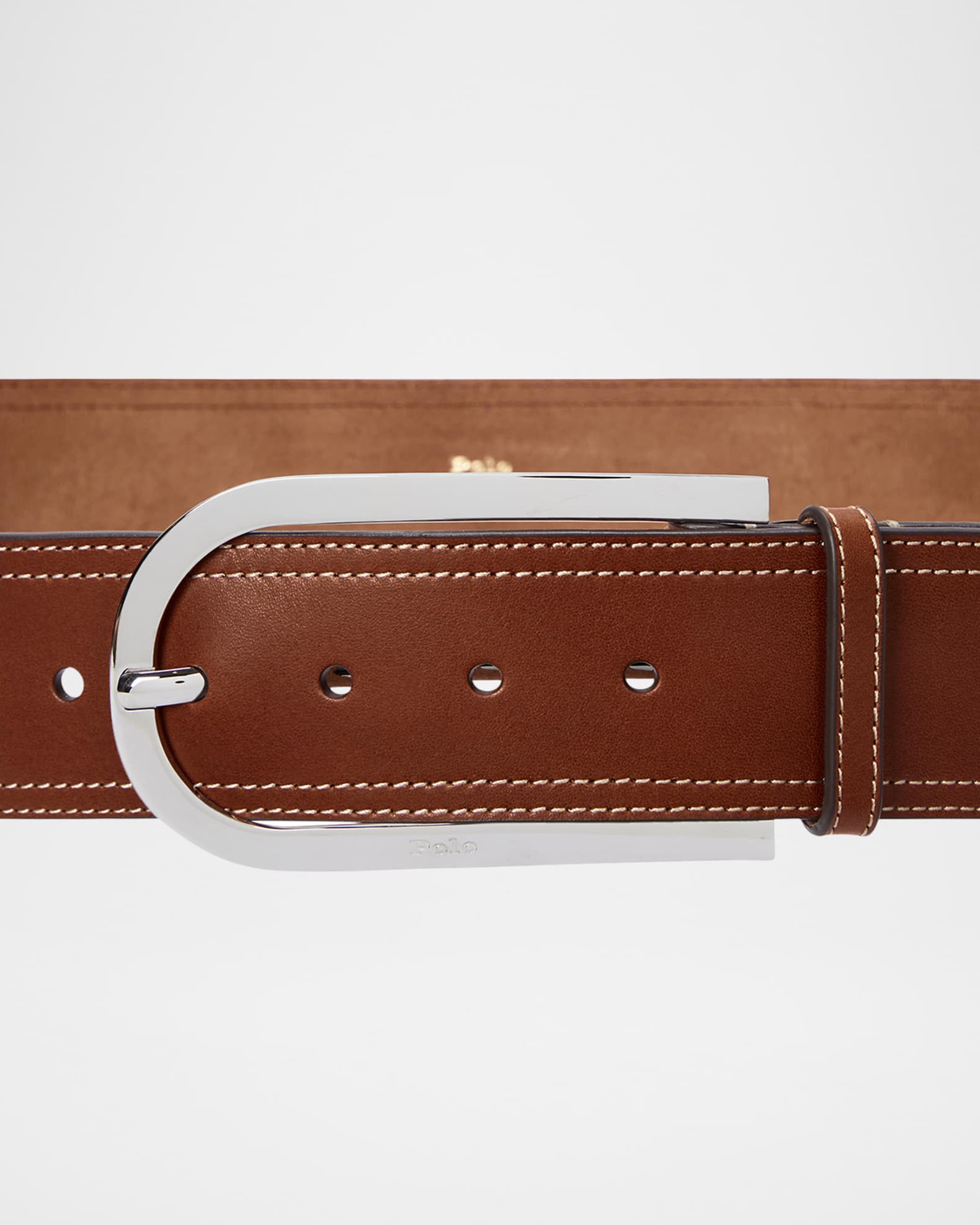 Vachetta Buckle Leather Skinny Belt  1