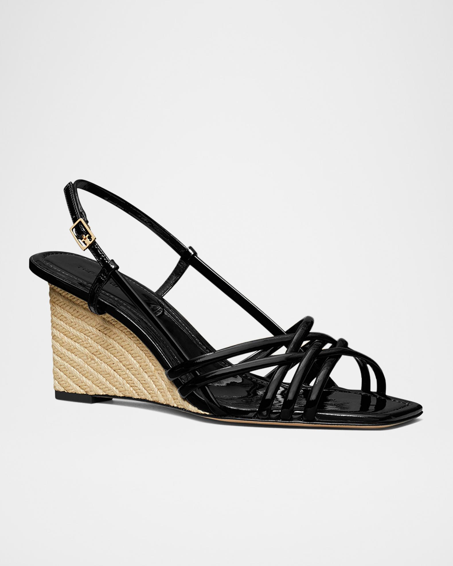 Tory Burch Multi-Strap Patent Leather Wedges | Neiman Marcus