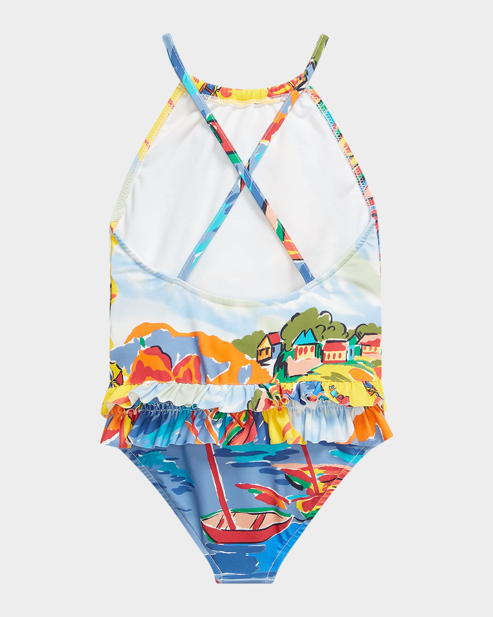 Girl's Printed Ruffle One-Piece Swimsuit, Size 2-6X 1