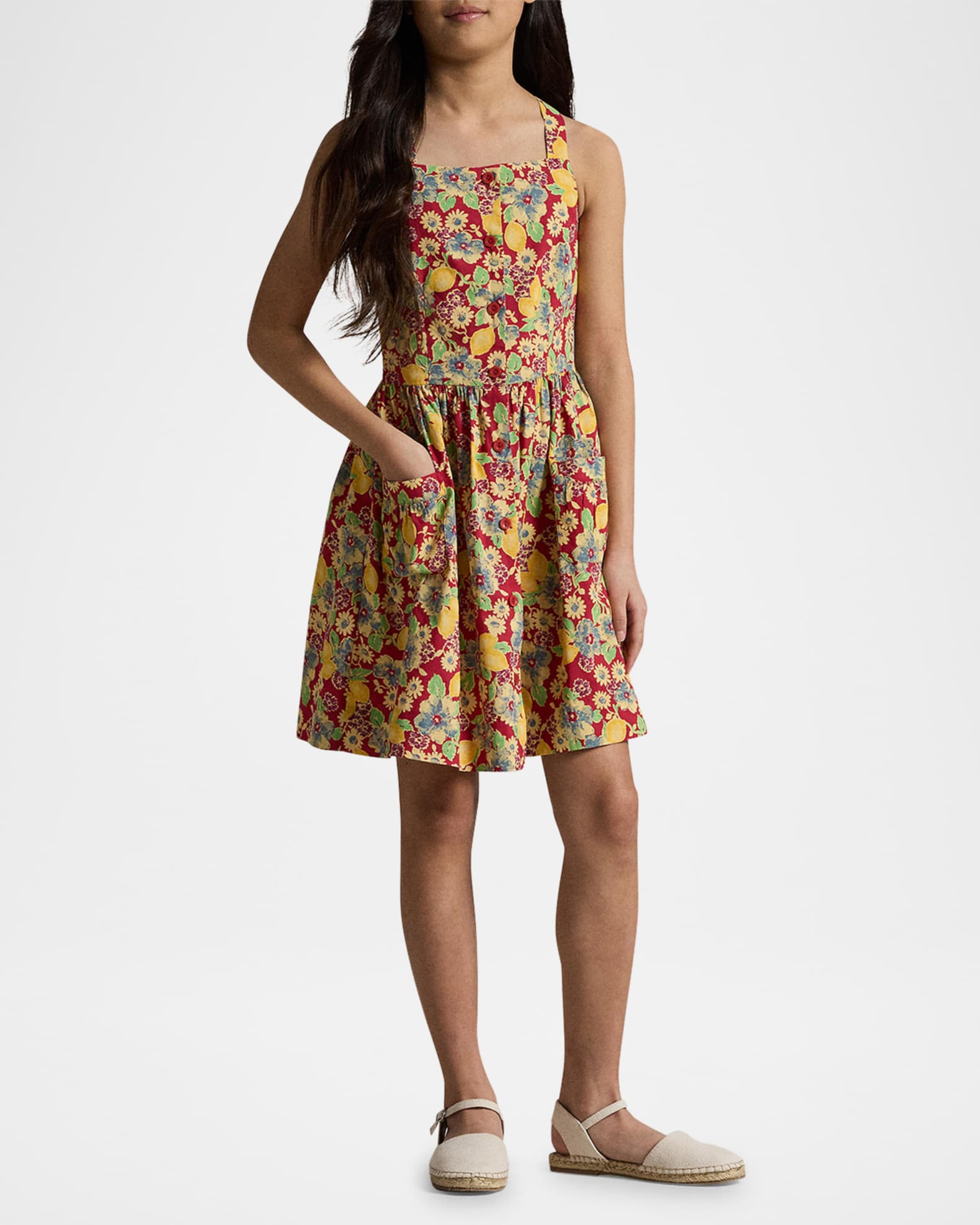 Girl's Lemon & Floral-Print Dress 1