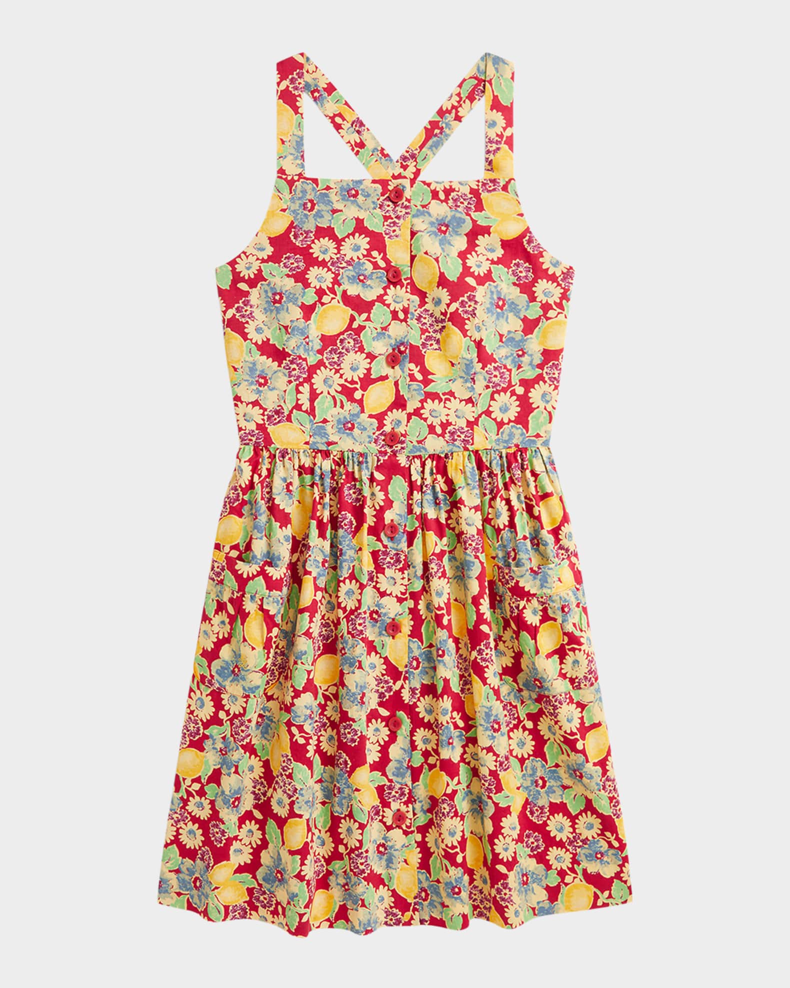 Girl's Lemon & Floral-Print Dress 0