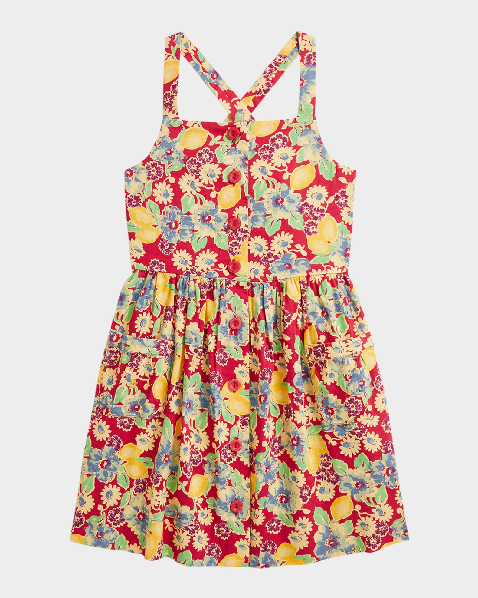 Girl's Floral & Lemon-Print Day Dress, Size 2-6X 0