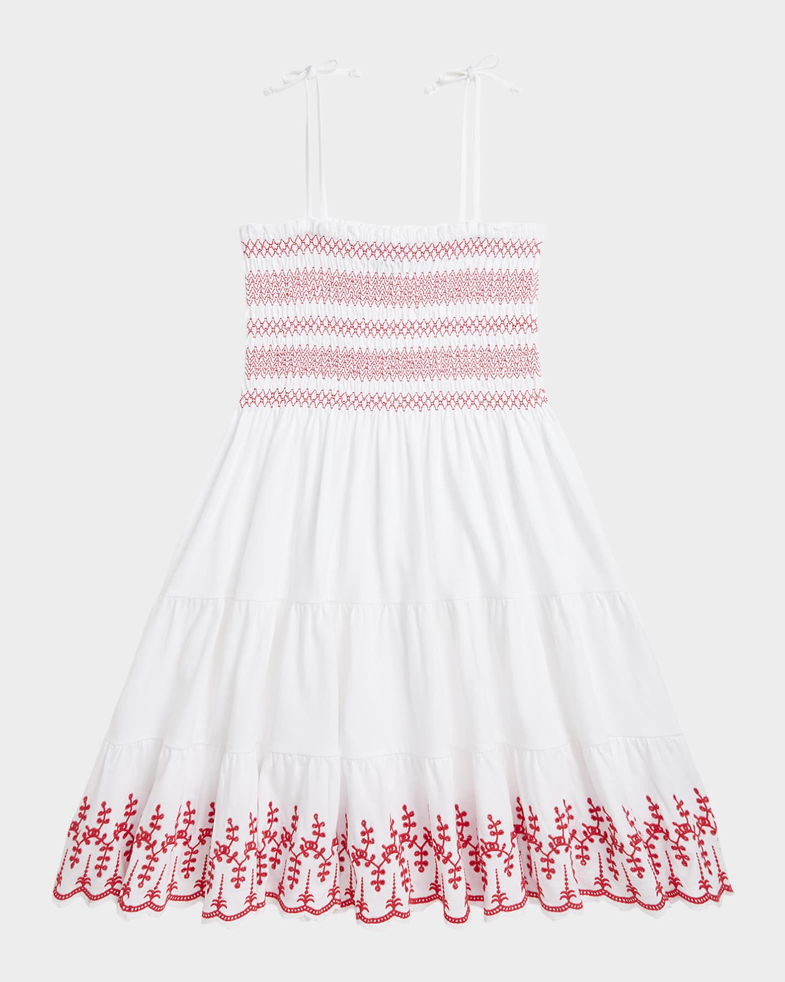 Girl's Smocked Eyelet Trim Dress 0