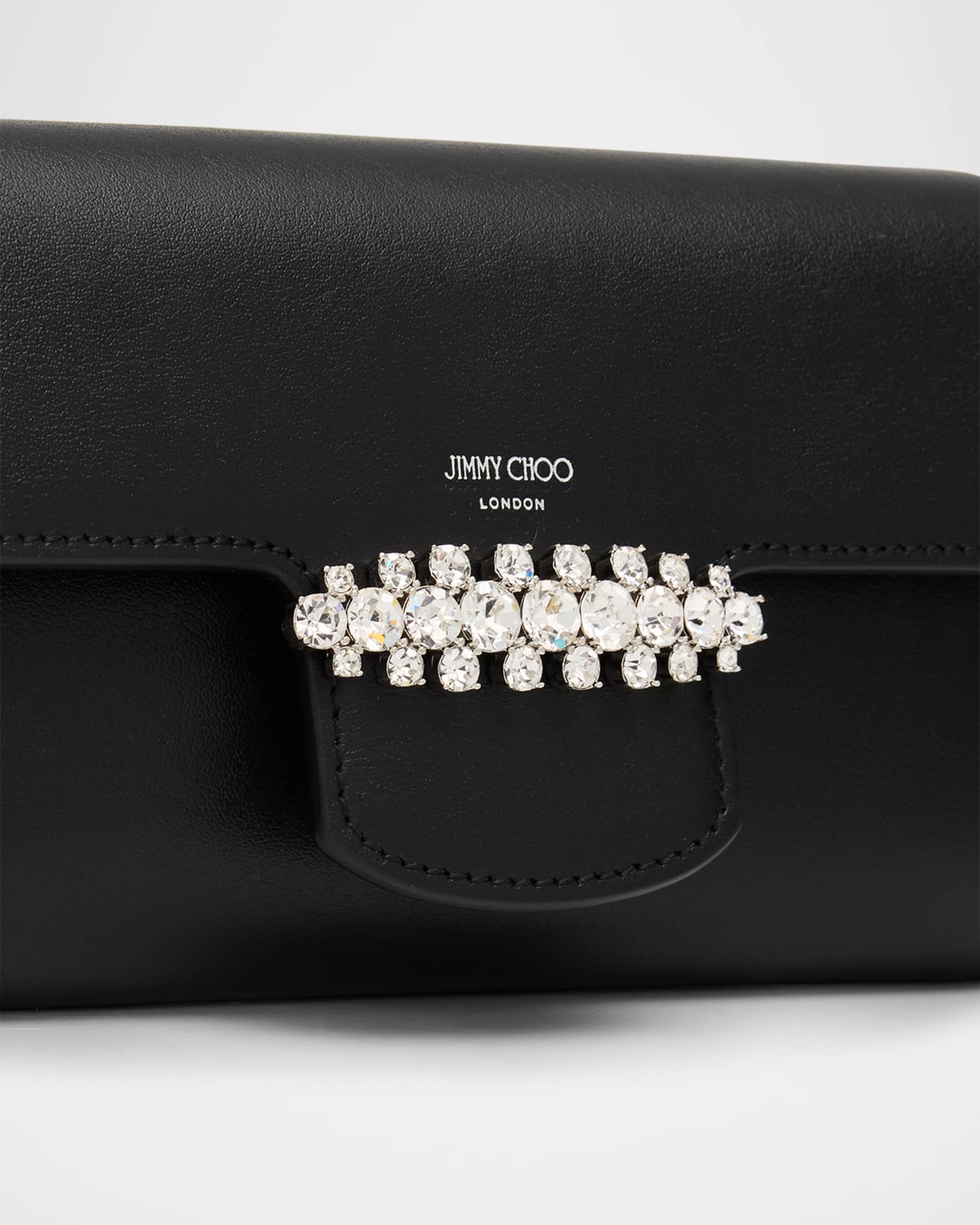 Jimmy Choo Bing Crystal Smooth Leather Wallet | Neiman Marcus