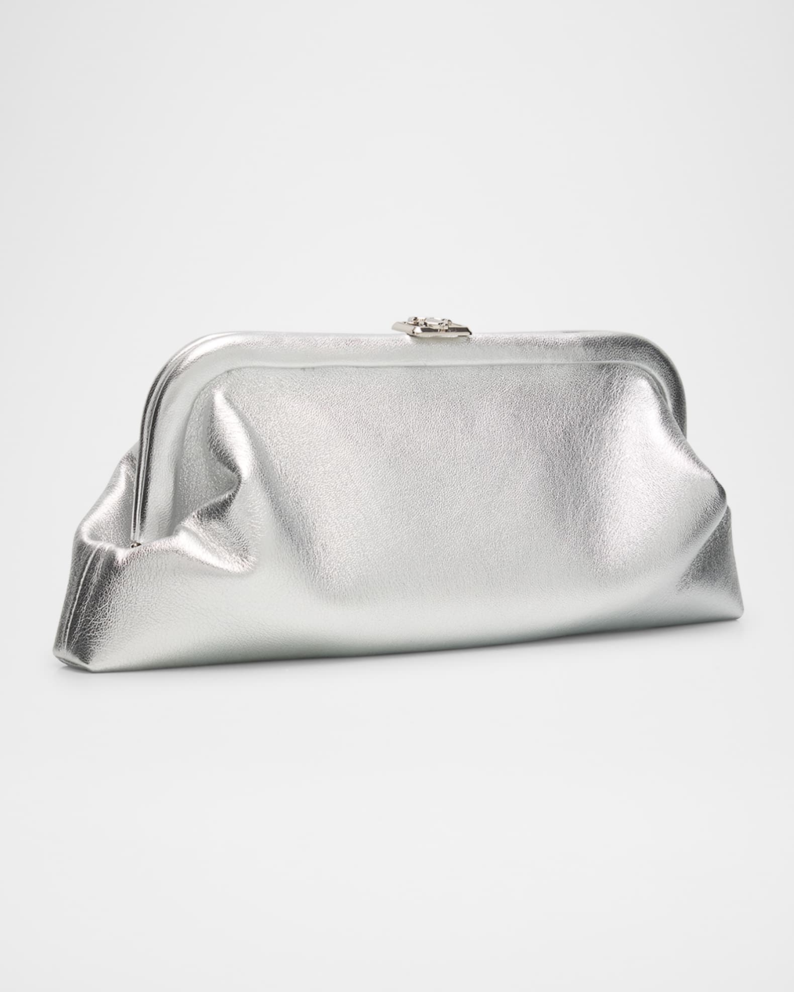 Jimmy Choo Skylar Frame Metallic Leather Clutch Bag | Neiman