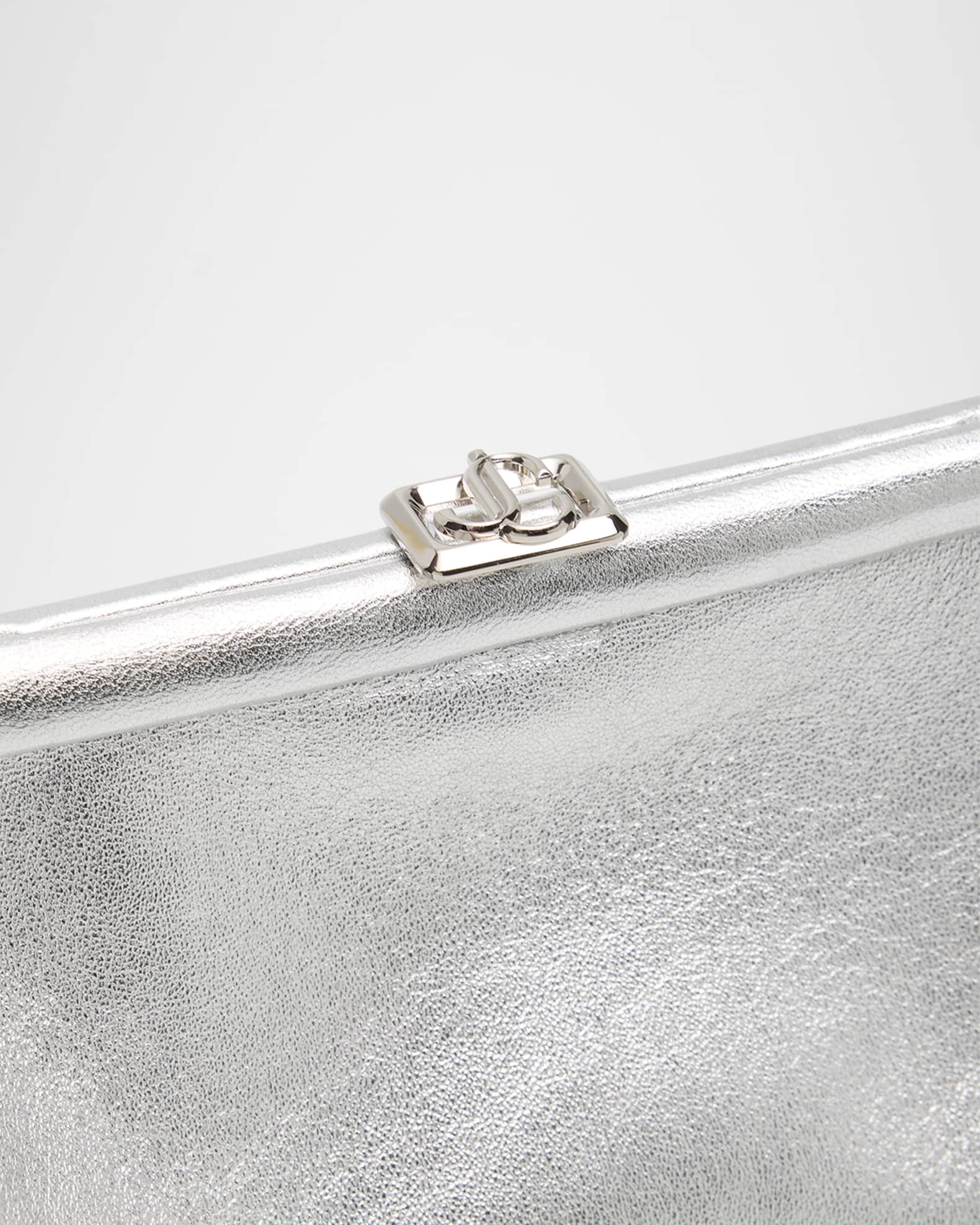 Jimmy Choo Skylar Frame Metallic Leather Clutch Bag | Neiman