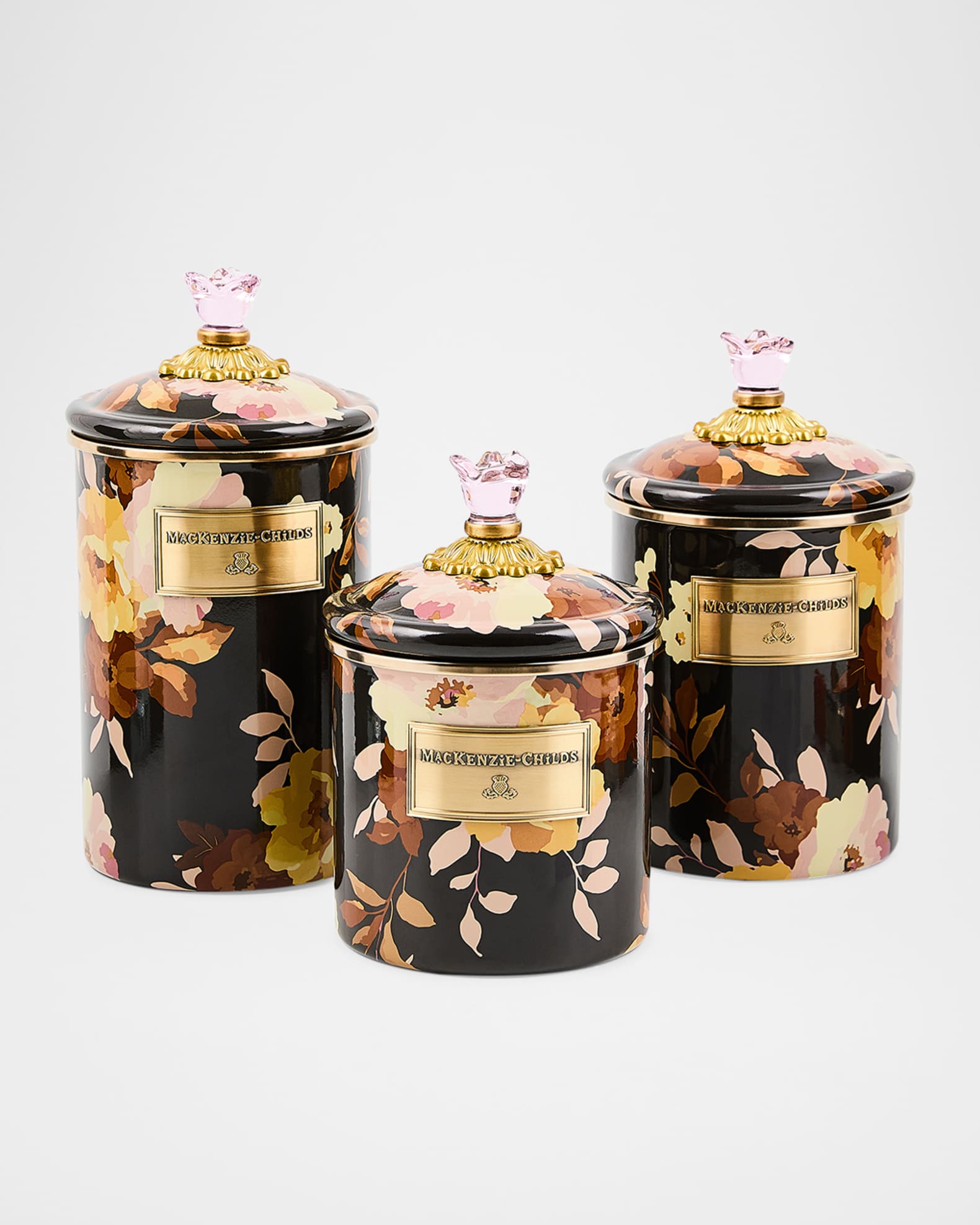 MacKenzie-Childs Wild Rose Mocha Medium Canister | Neiman Marcus