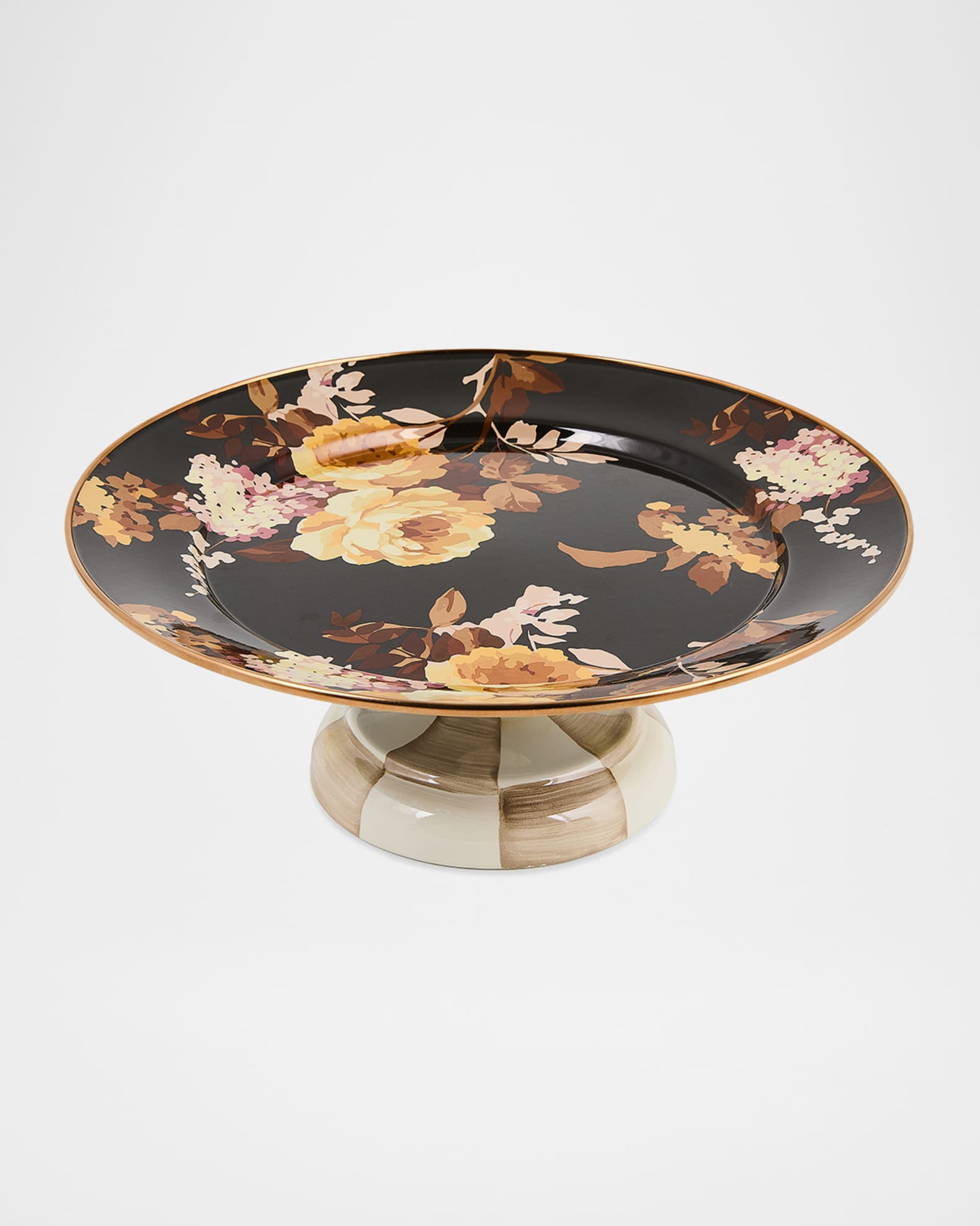 MacKenzie-Childs Wild Rose Mocha Small Pedestal Platter | Neiman