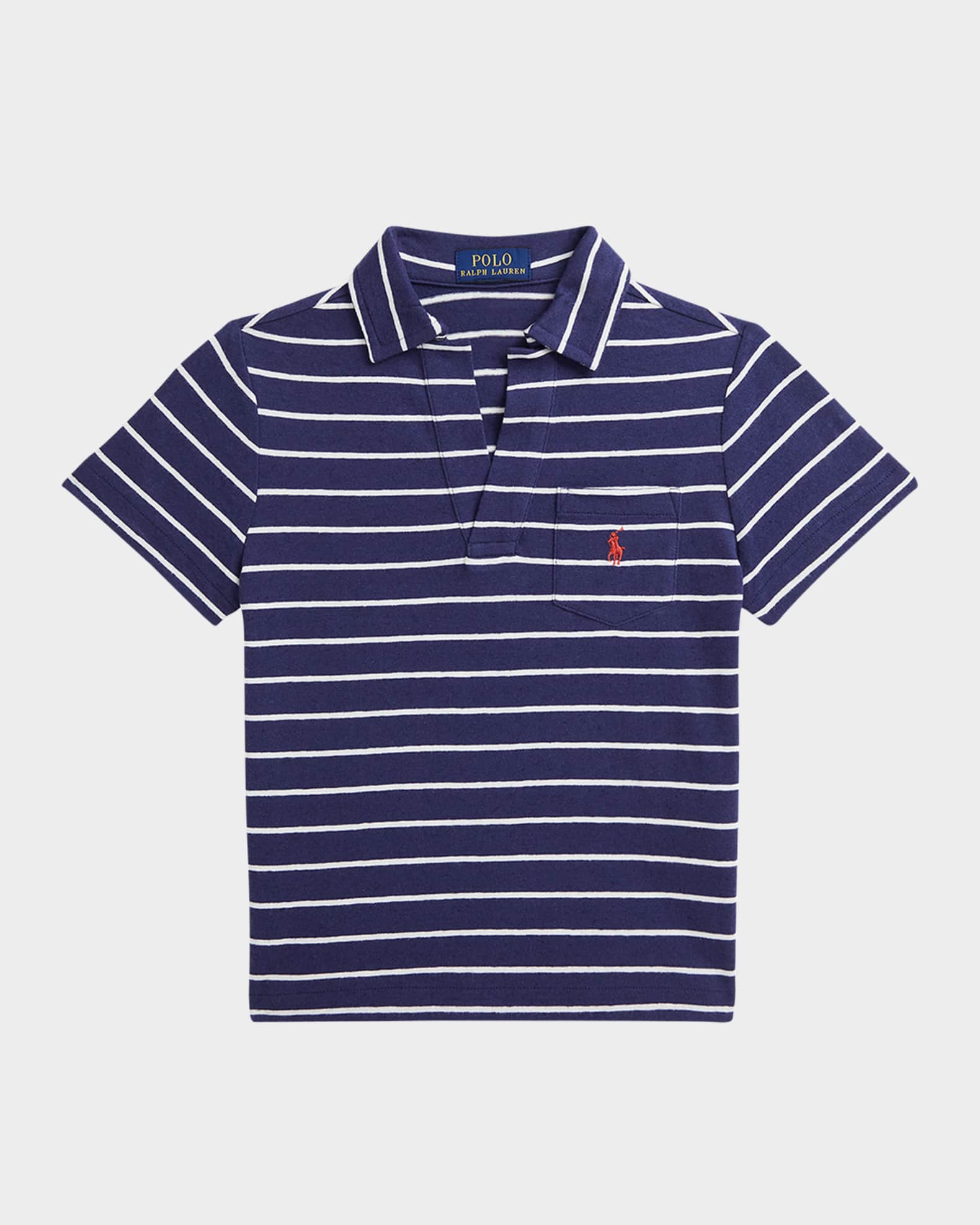 Boy's Linen Striped Polo Shirt 0