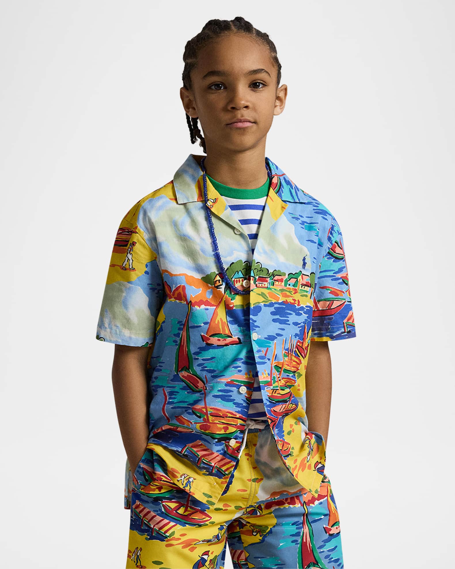 Boy's Italian Riviera-Printed Button Down Shirt 1