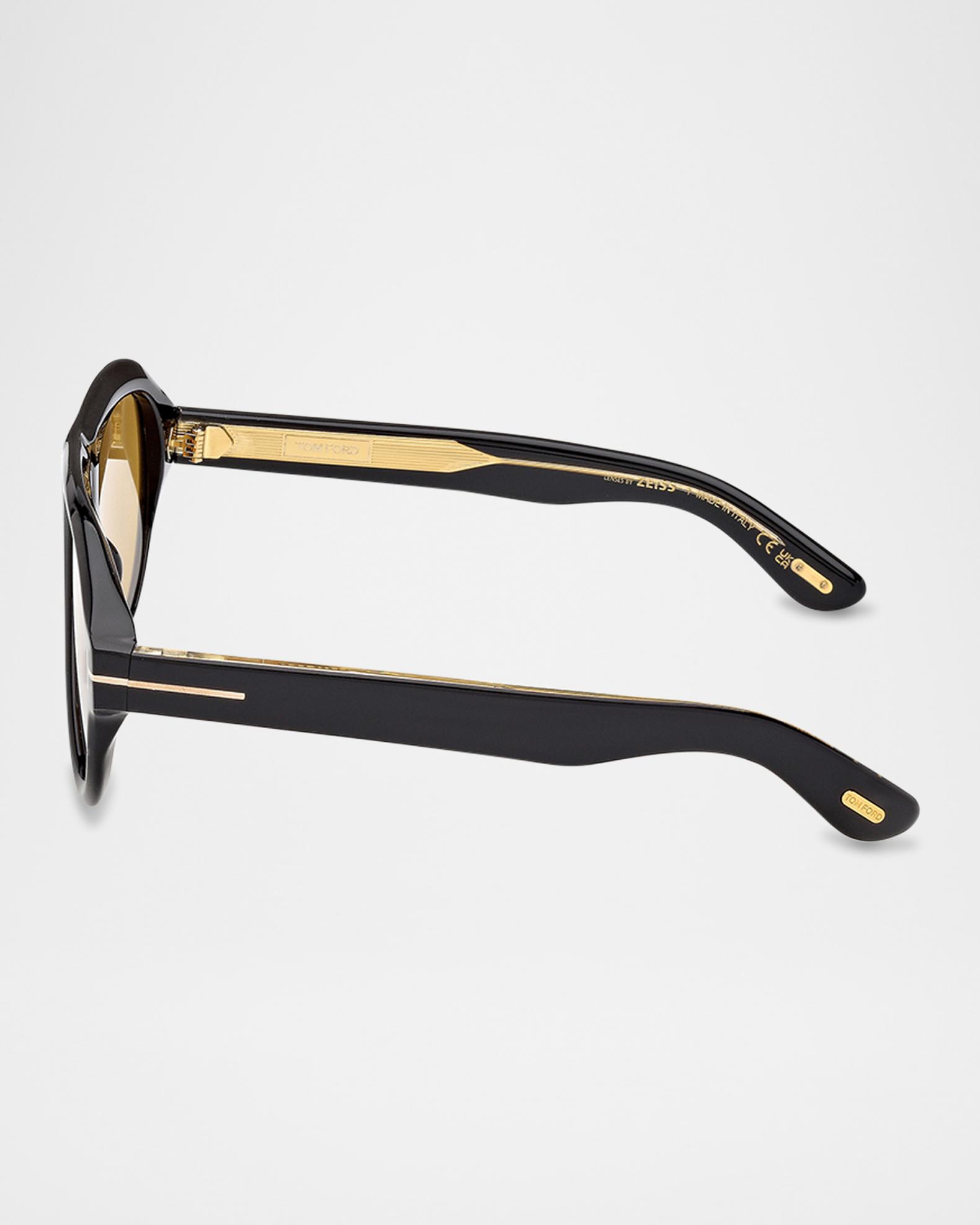 Tom Ford Black Aviator Sunglasses with Gold Trim Tom Ford Men main image 3