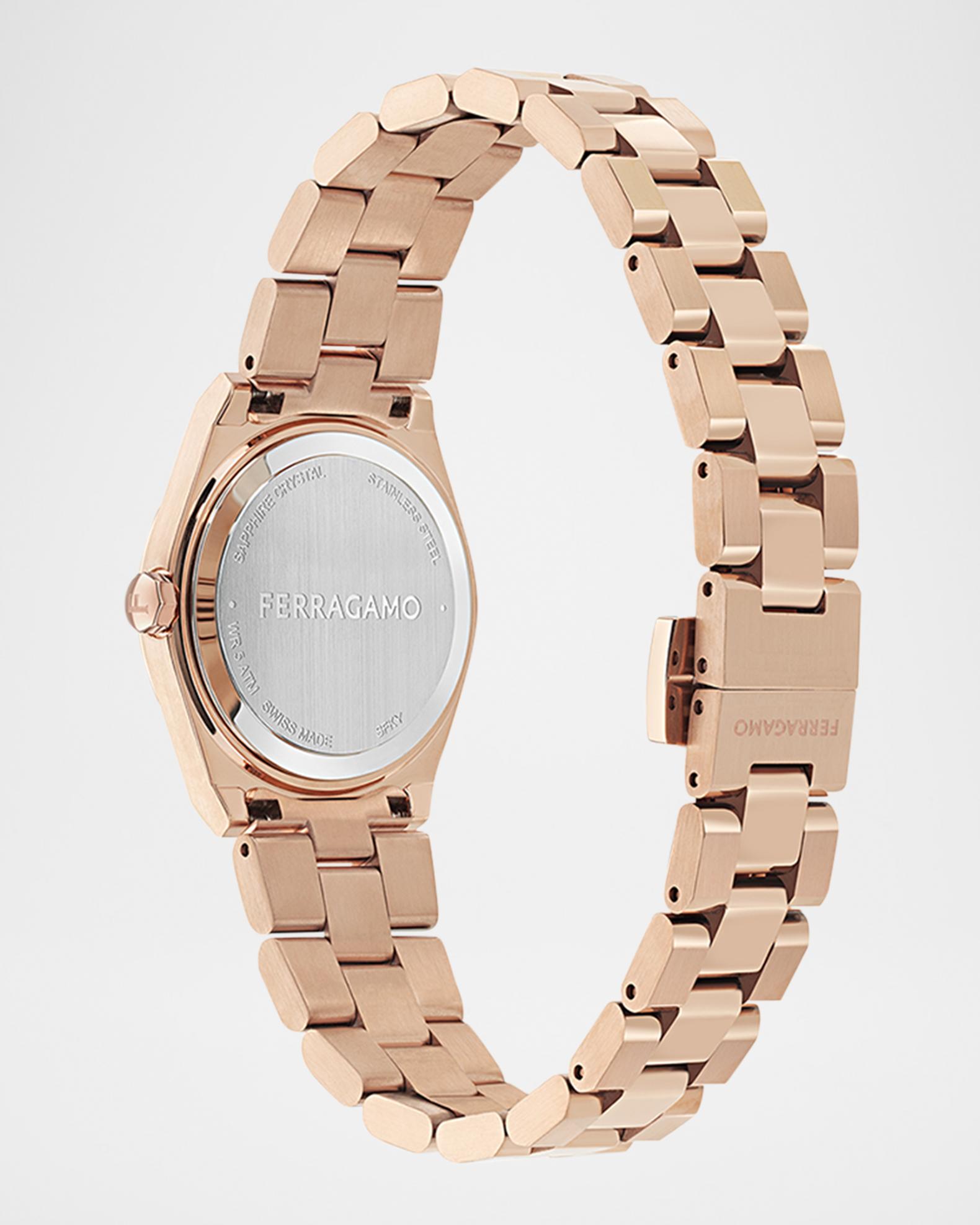 Ferragamo Vega Upper East 28MM IP Rose Gold Diamond Watch 