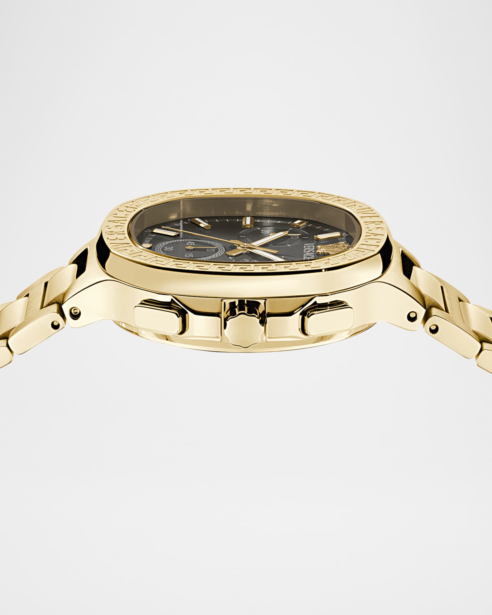 全国宅配無料 40mm Square V-Chrono Versace IP Watch Bracelet Gold Yellow ヴェルサーチ