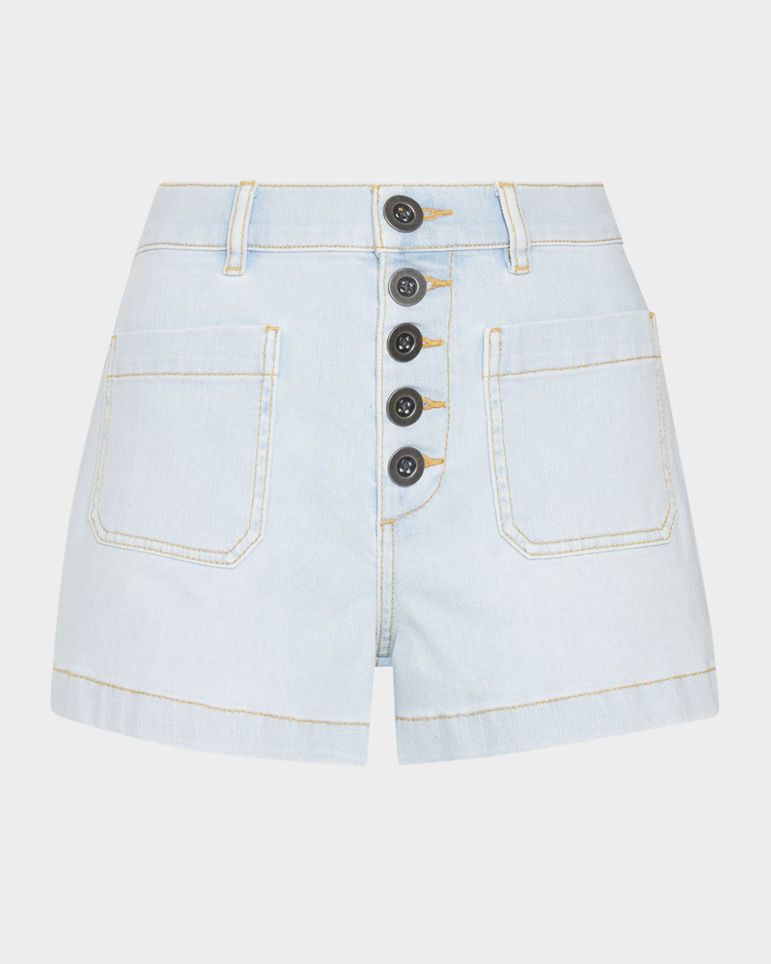 Cindy Patch-Pocket Denim Shorts 0