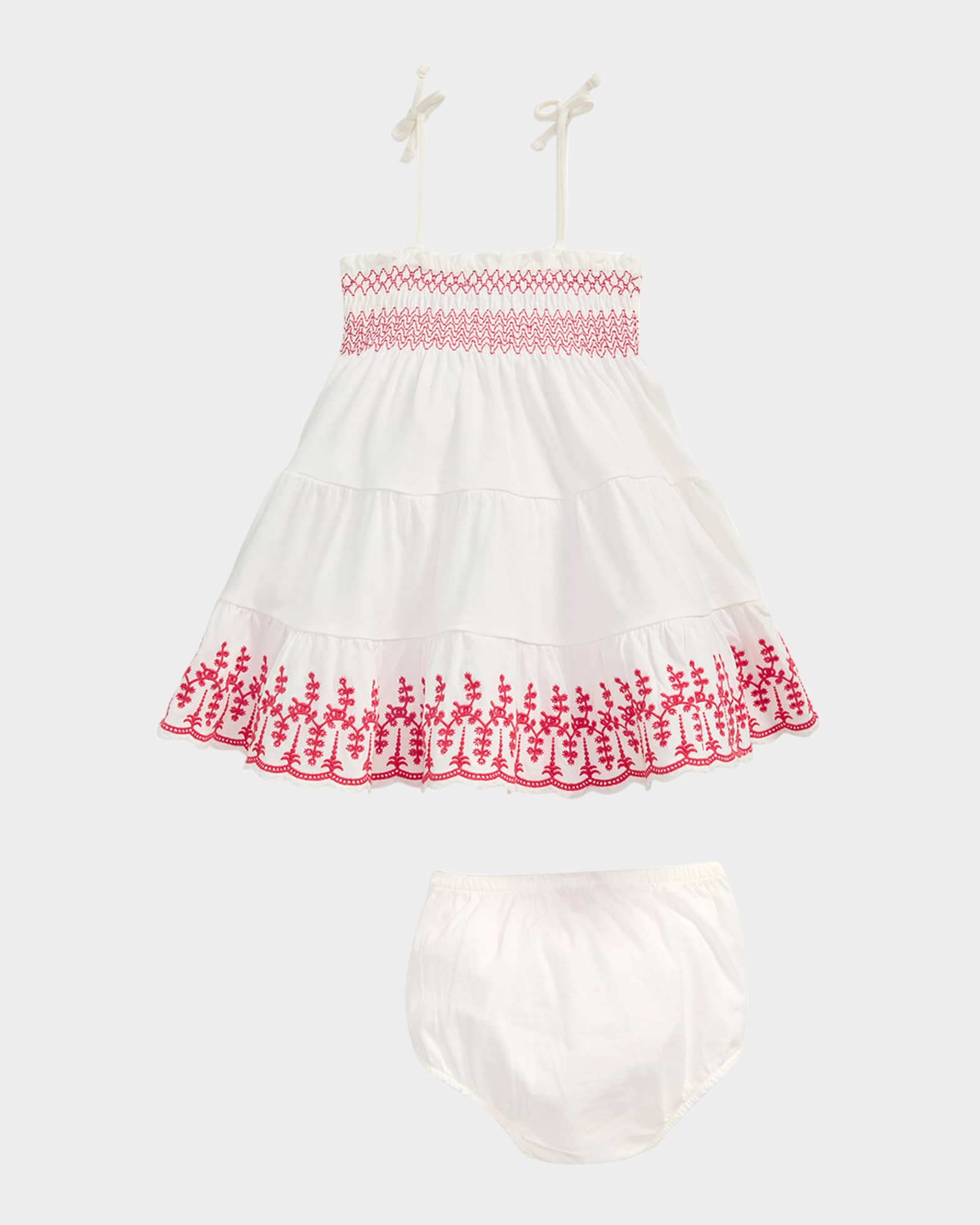 Girl's Eyelet Embroidered Dress W/ Bloomers 1