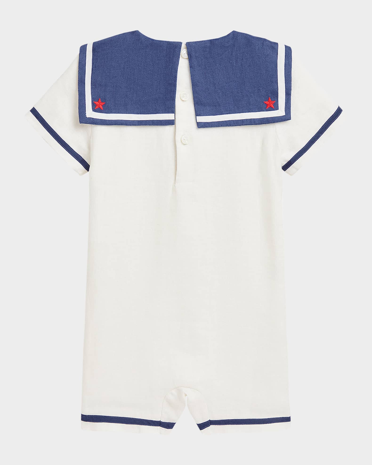 Boy's Sailor-Inspired Embroidered Shortall, Size 9M-24M 1