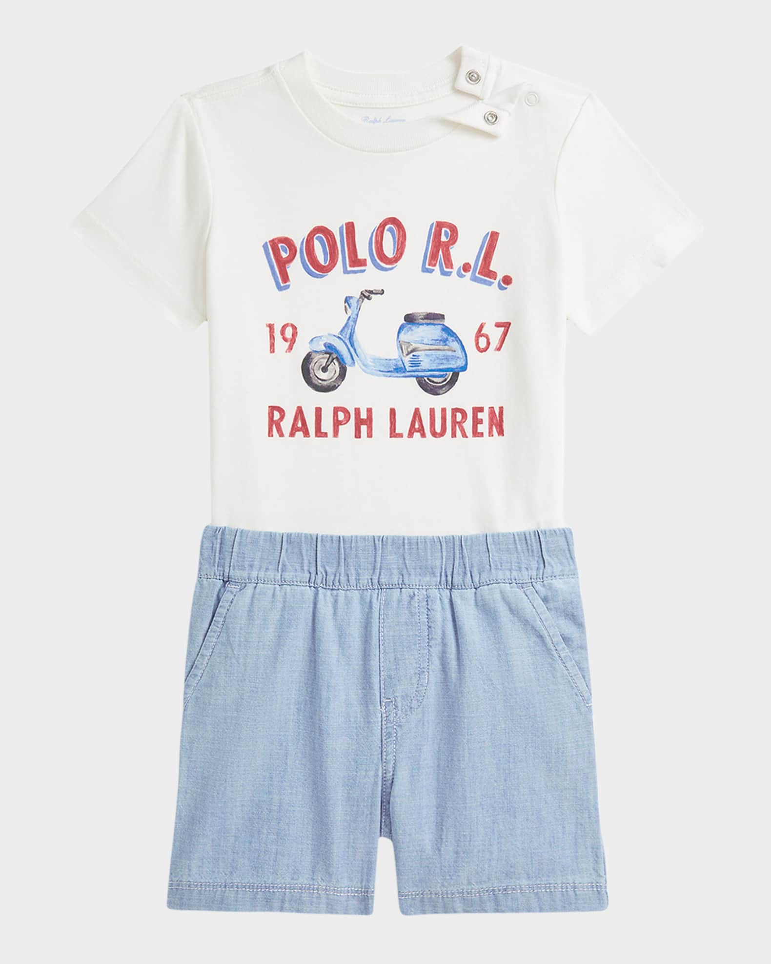 Boy's Graphic T-Shirt W/ Chambray Shorts, Size 3M-24M 0