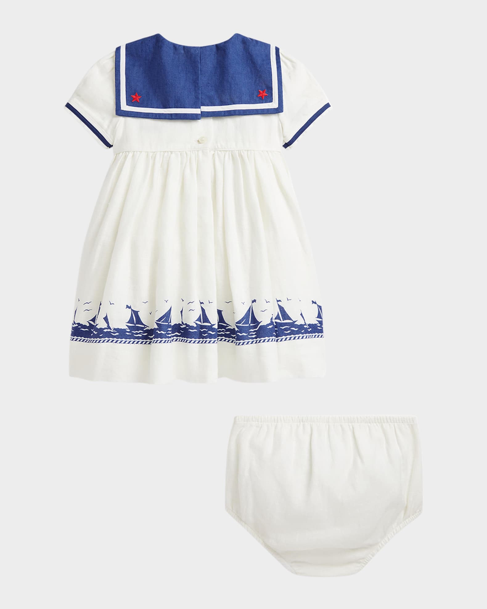 Girl's Embroidered Sailor Dress, Size 9M-24M 1