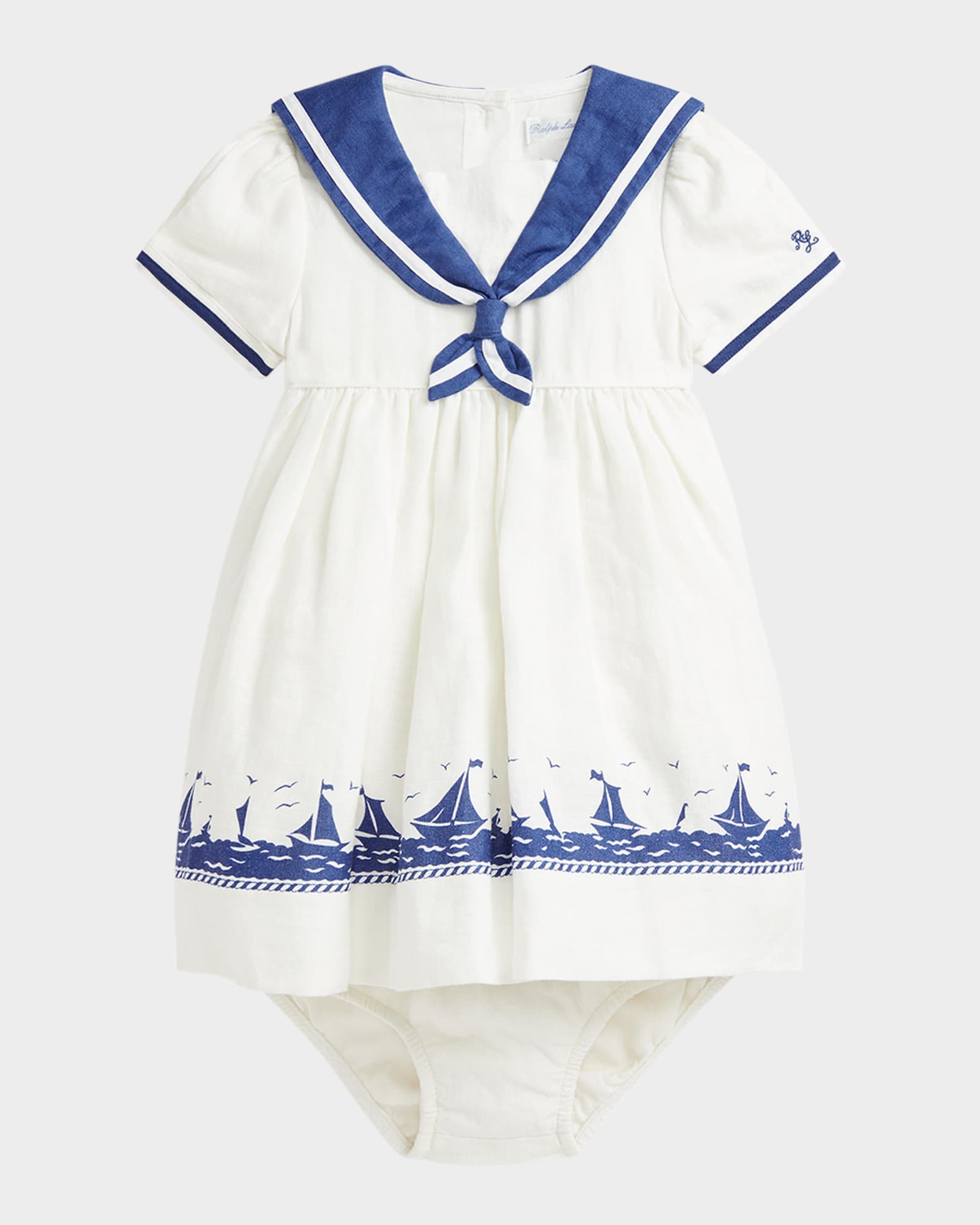 Girl's Embroidered Sailor Dress, Size 9M-24M 0