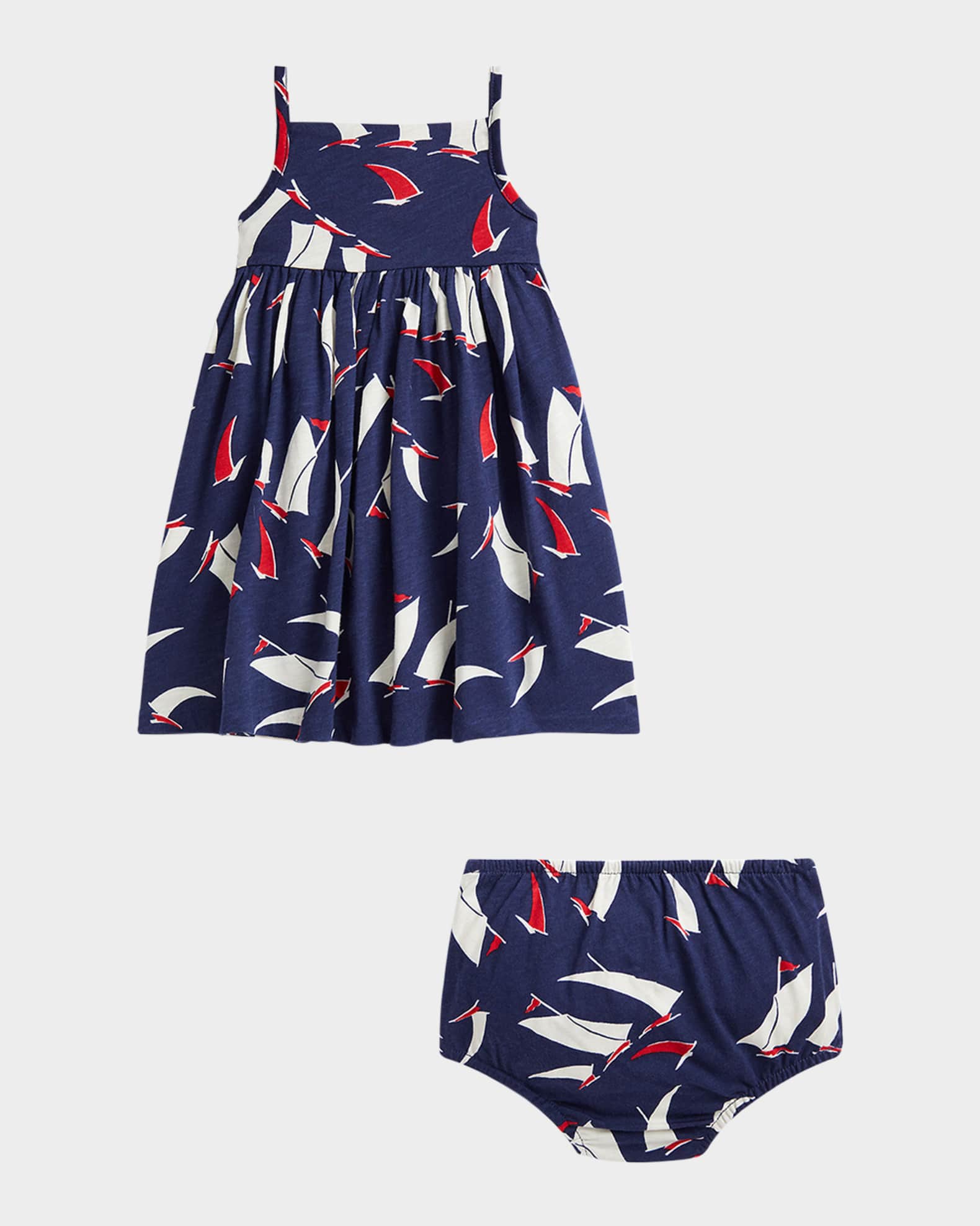 Girl's Sailboat Printed Dress W/ Bloomers, Size 3M-24M 1