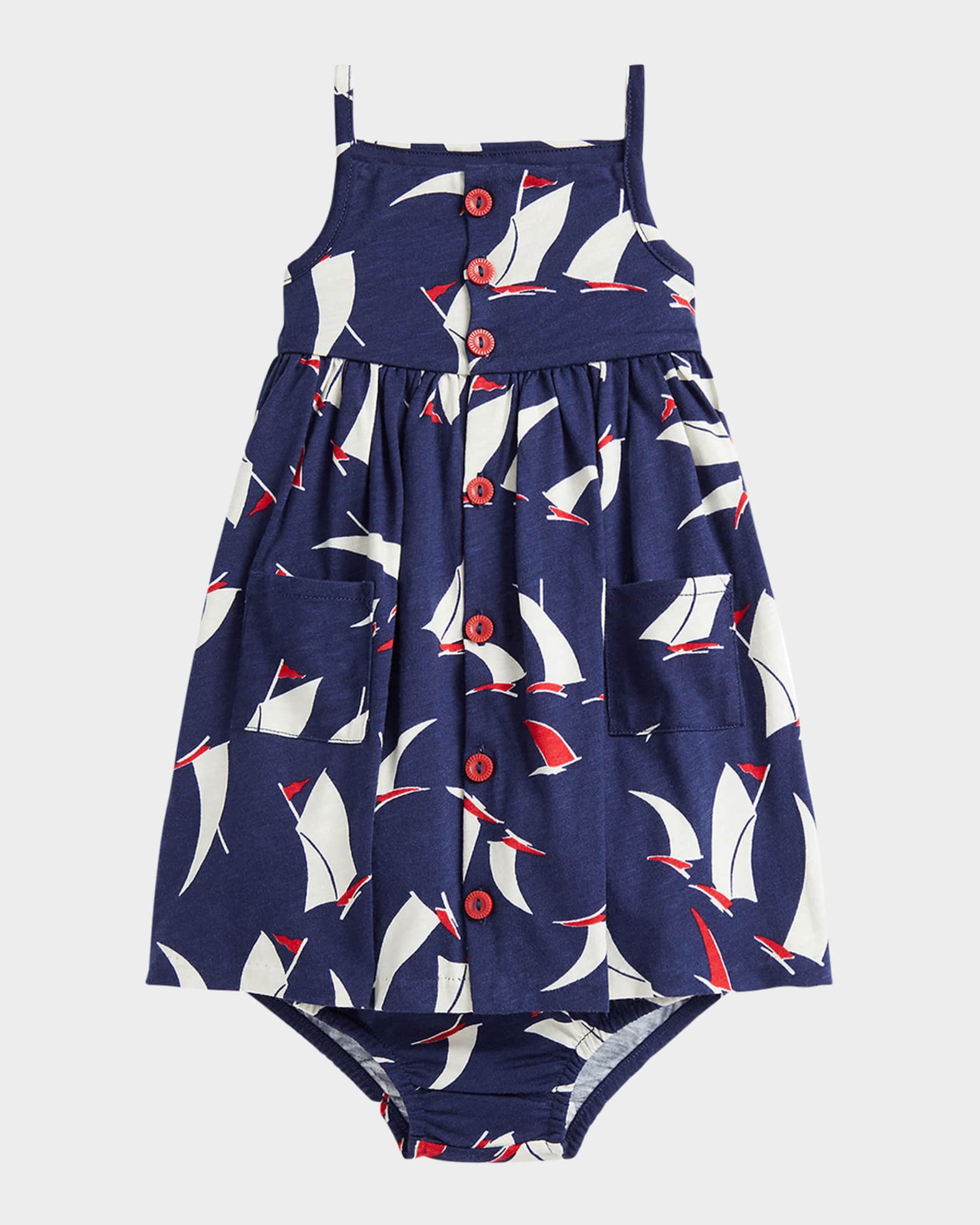 Girl's Sailboat Printed Dress W/ Bloomers, Size 3M-24M 0