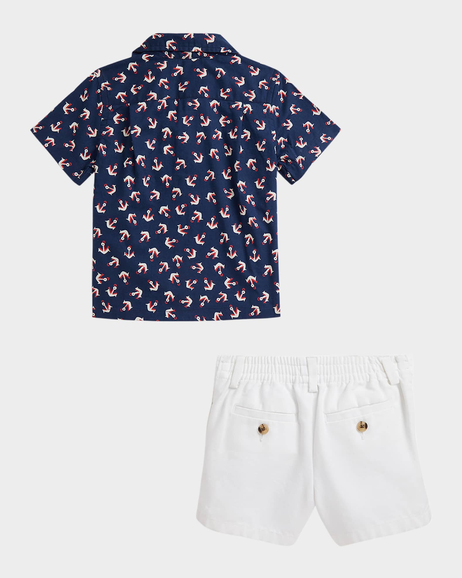 Boy's Anchor-Print Shirt W/ Canvas Shorts, Size 3M-24M 1