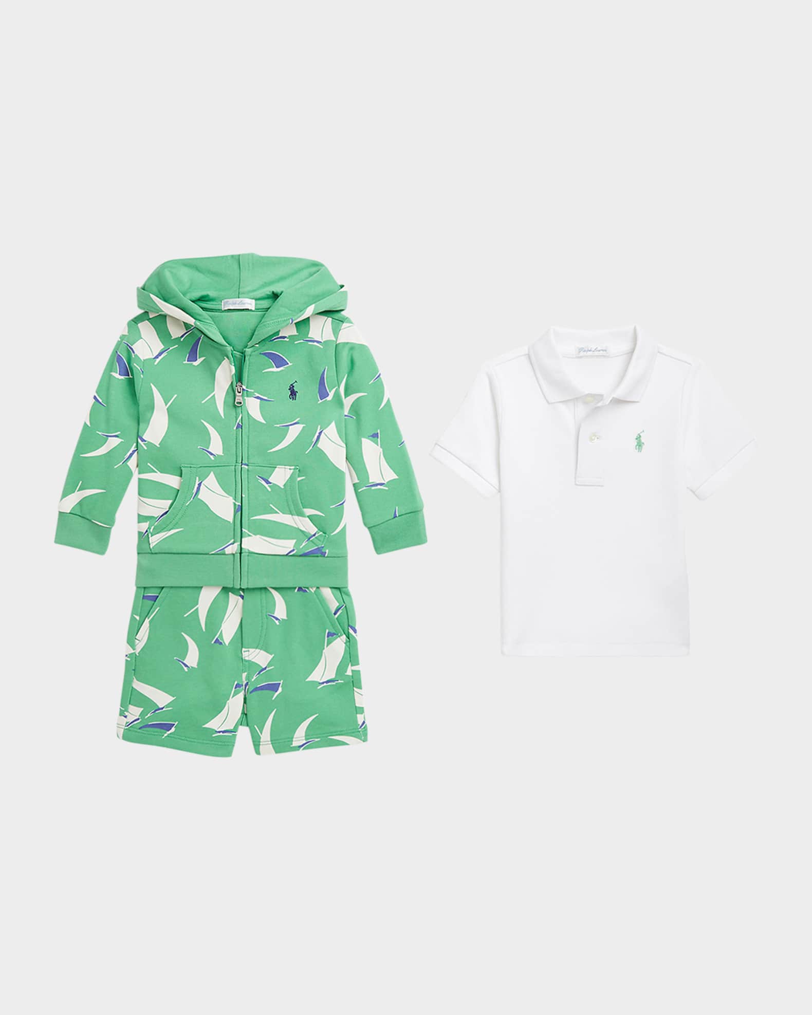 Boy's Sail-Boat Printed Three-Piece Set, Size 3M-24M 0