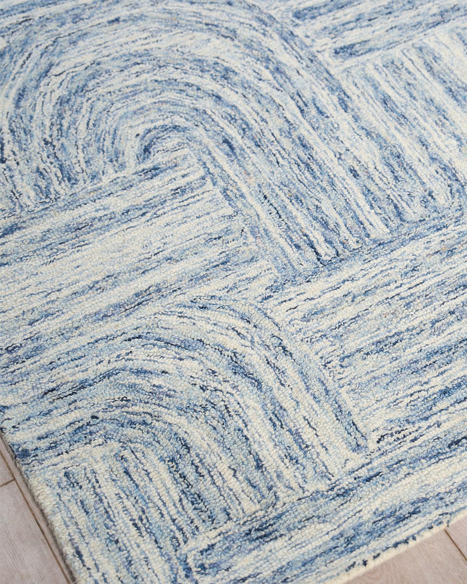 Exquisite Rugs Juno Hand-Tufted Blue/Ivory Rug, 6' x 9' | Neiman Marcus
