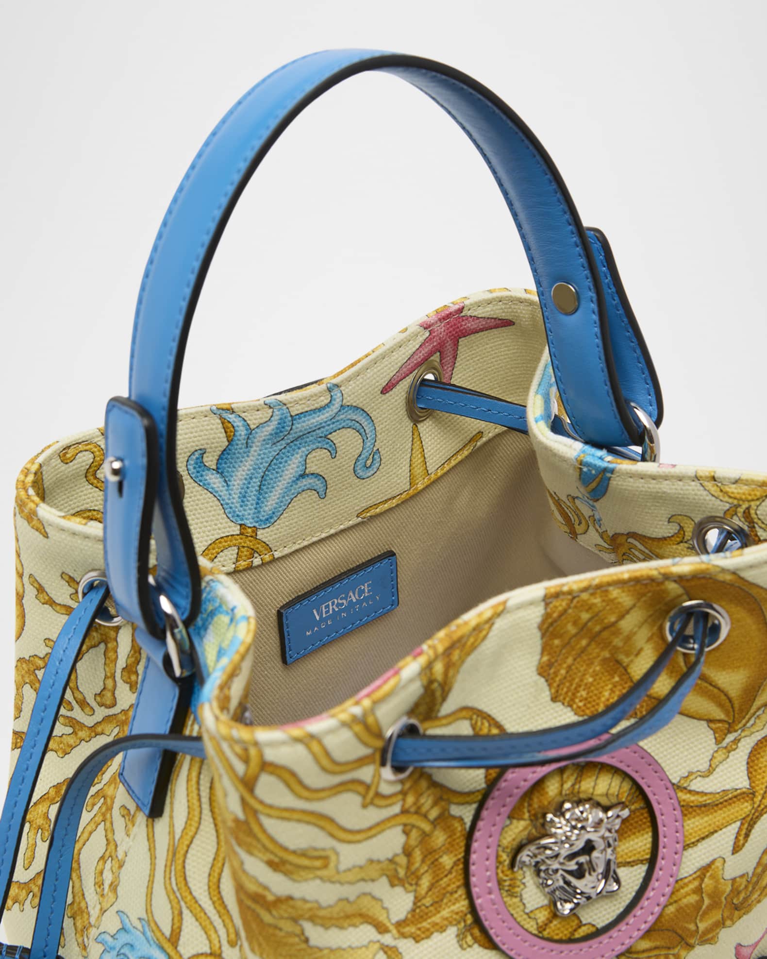 Versace La Medusa Sea Life Printed Bucket Bag | Neiman Marcus