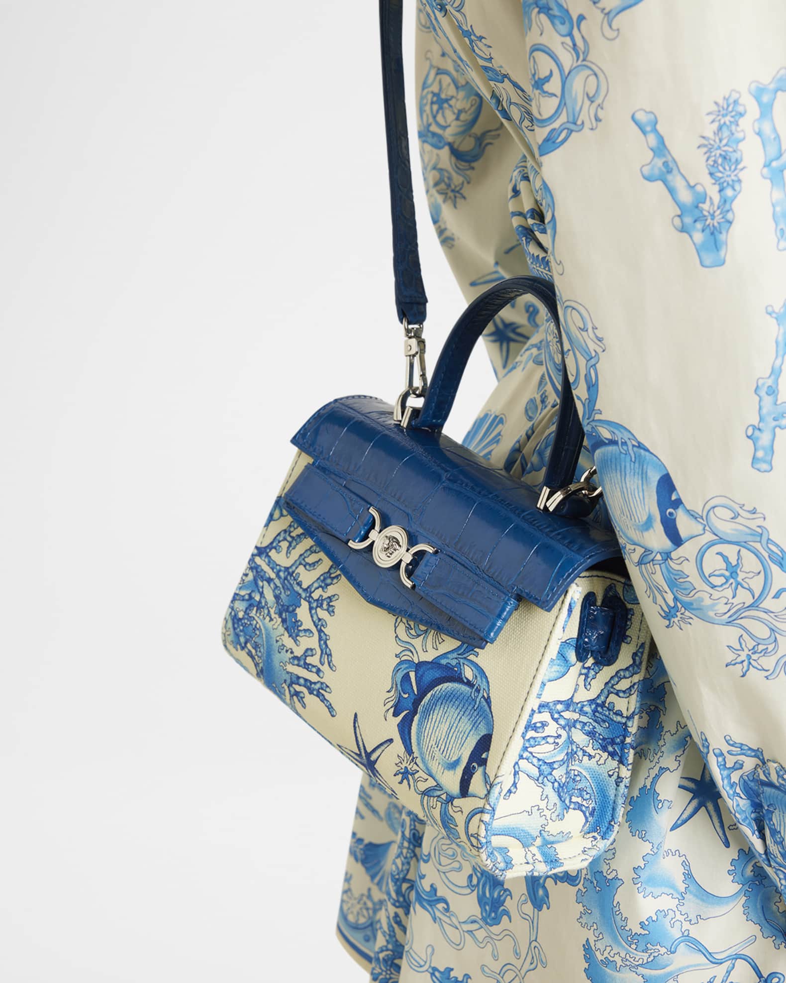 Versace La Medusa Printed Leather Top-Handle Bag | Neiman Marcus