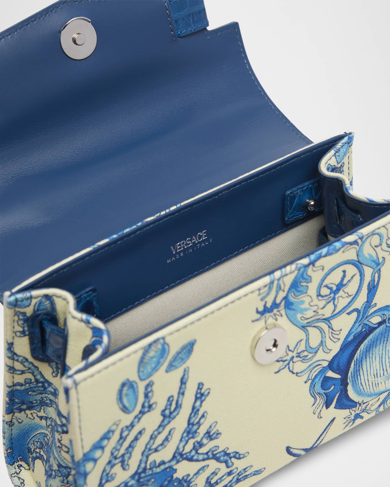 Versace La Medusa Printed Leather Top-Handle Bag | Neiman Marcus