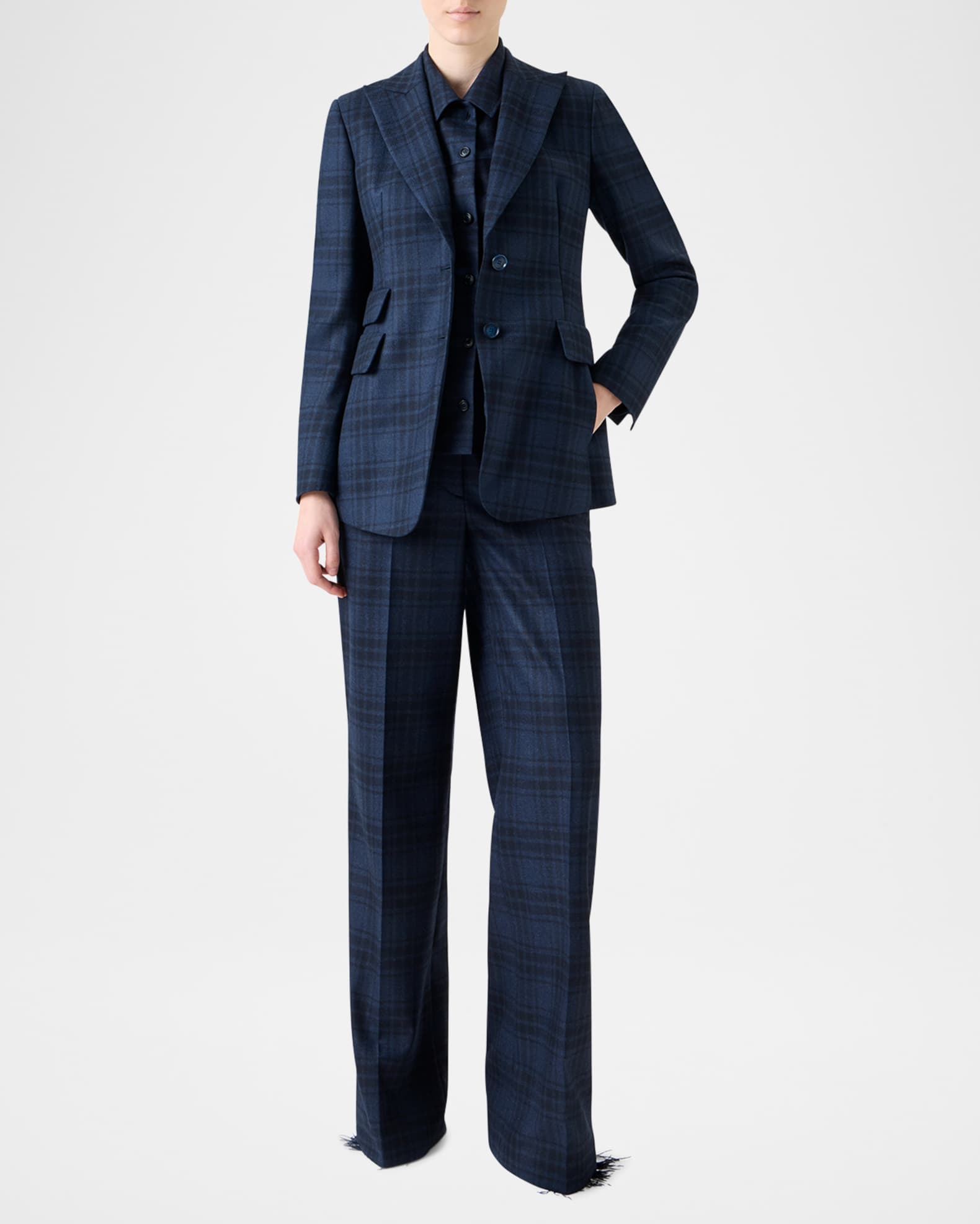 Percival Check Wool Double-Face Single-Breasted Jacket 1