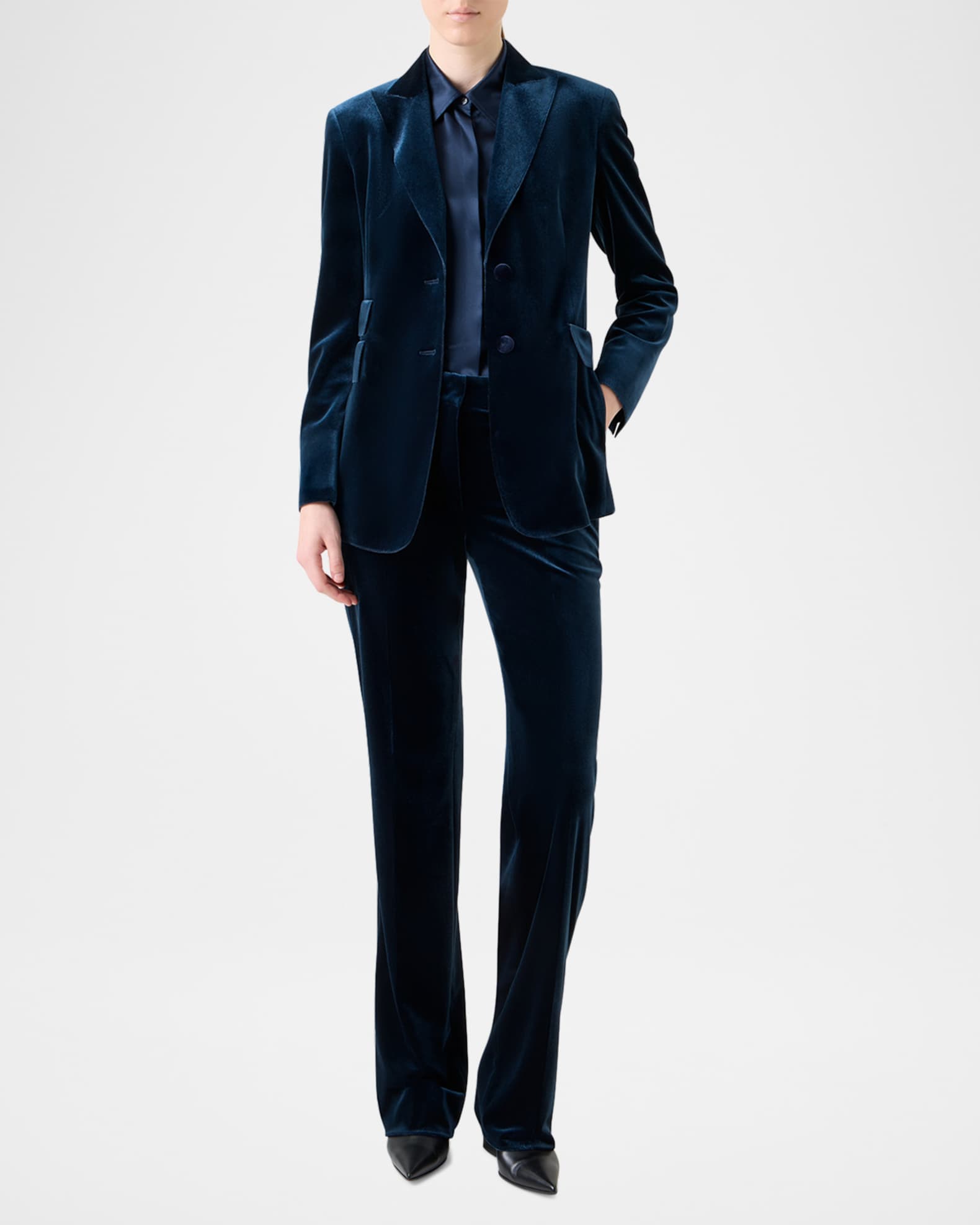 Akris Percival Techno Velvet Stretch Single-Breasted Jacket