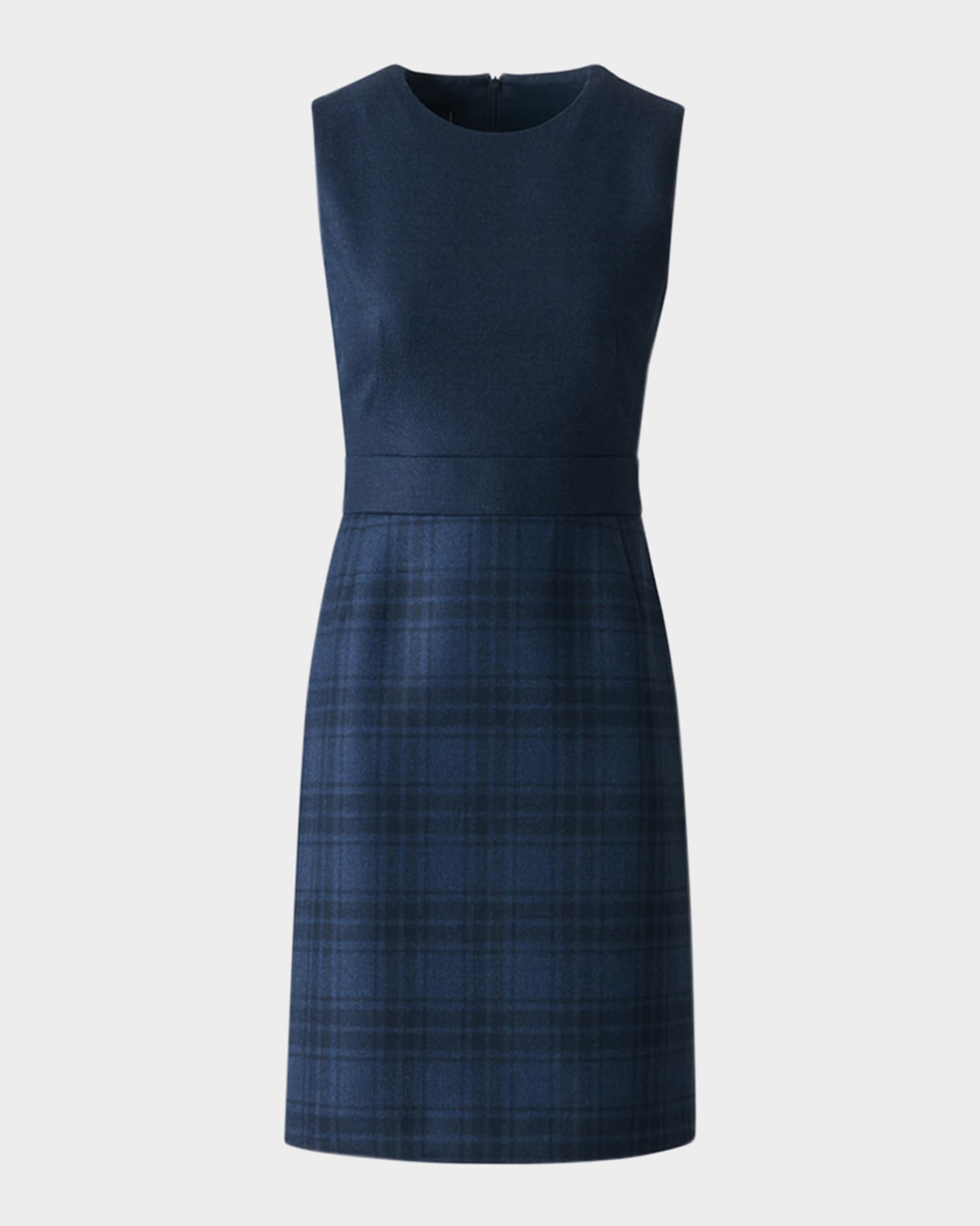 Check Wool Double-Face Sleeveless A-Line Dress 0