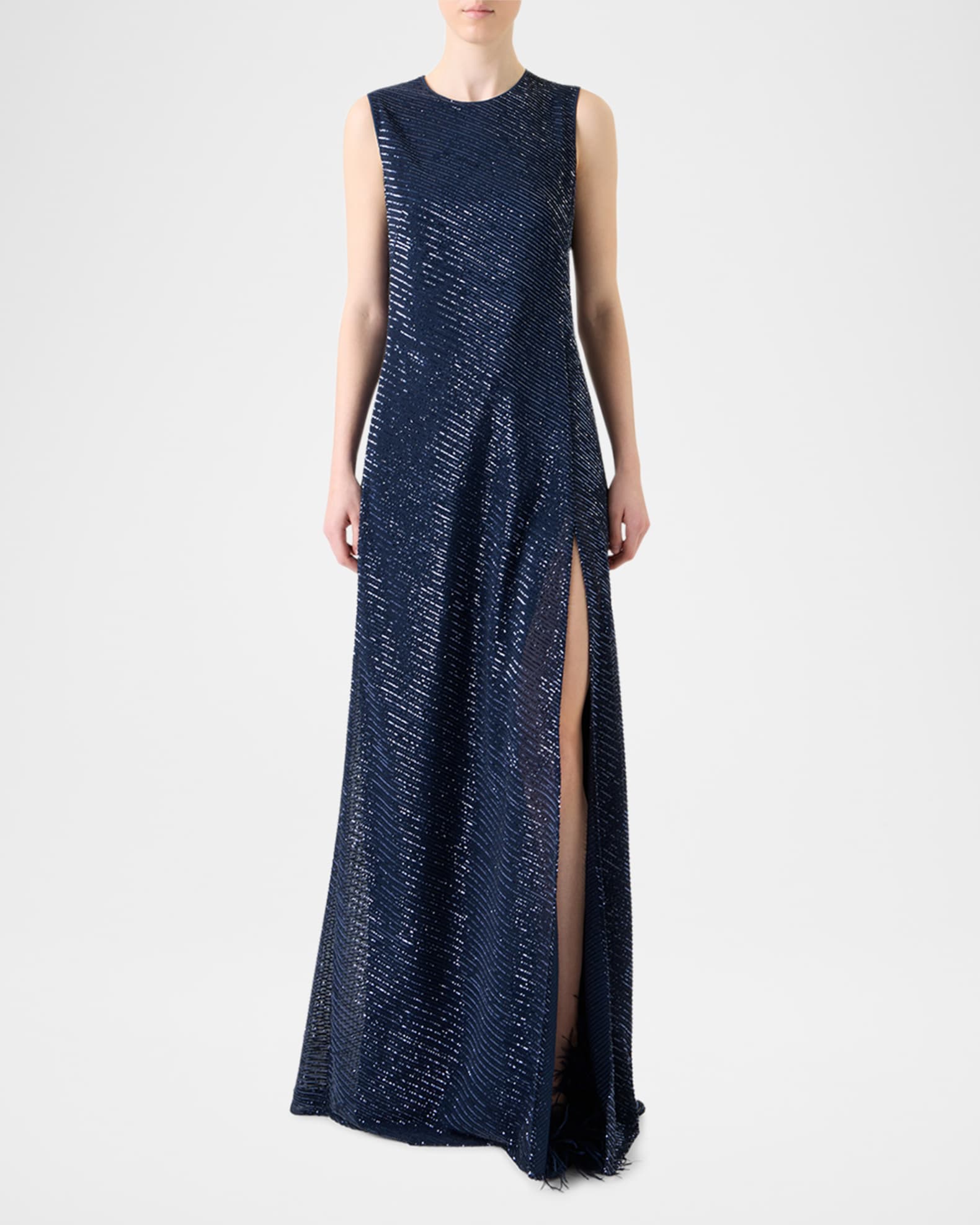Diagonal Sequined Georgette Gown 1