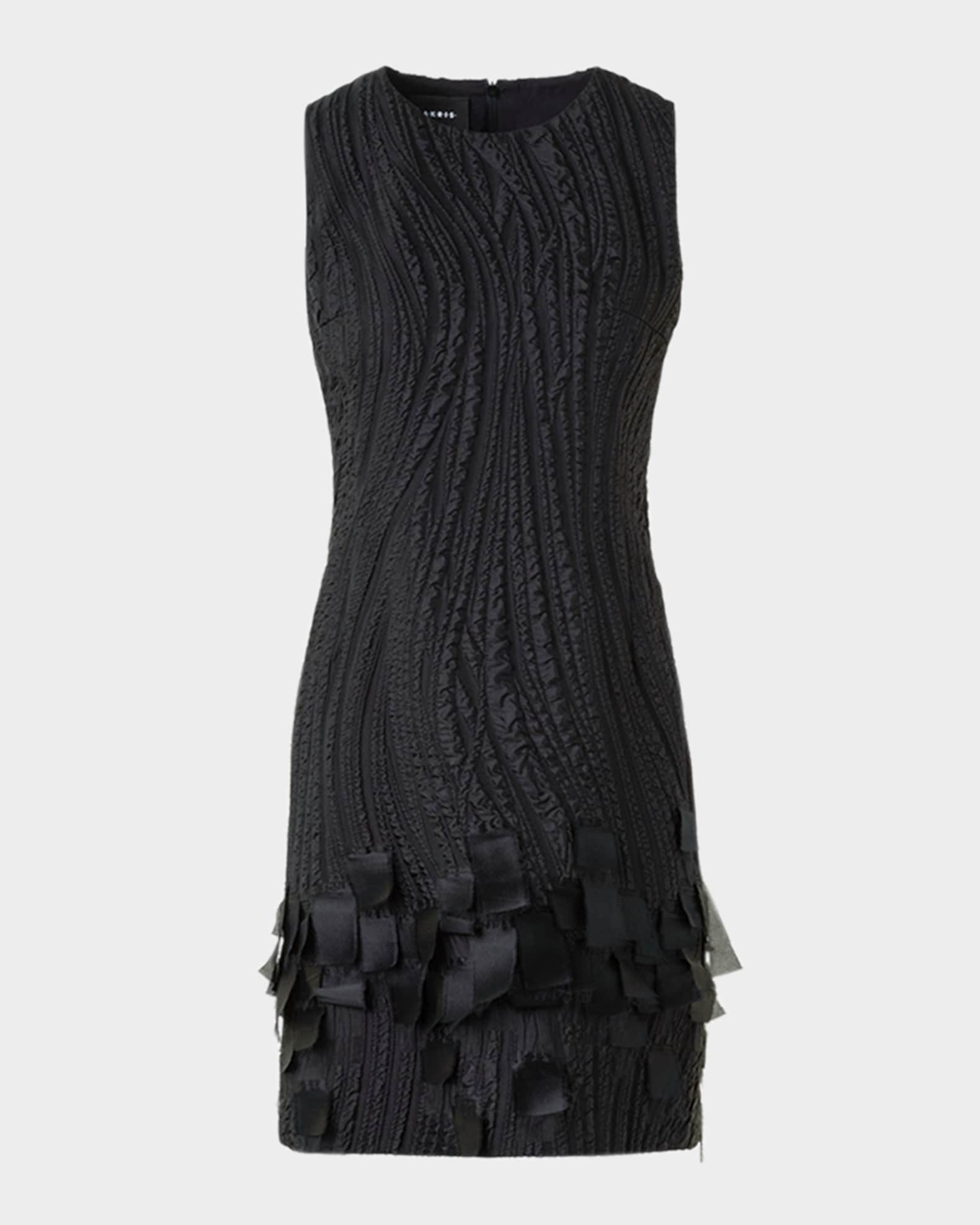 Waves And Ribbons Jacquard Sleeveless Mini Dress 0