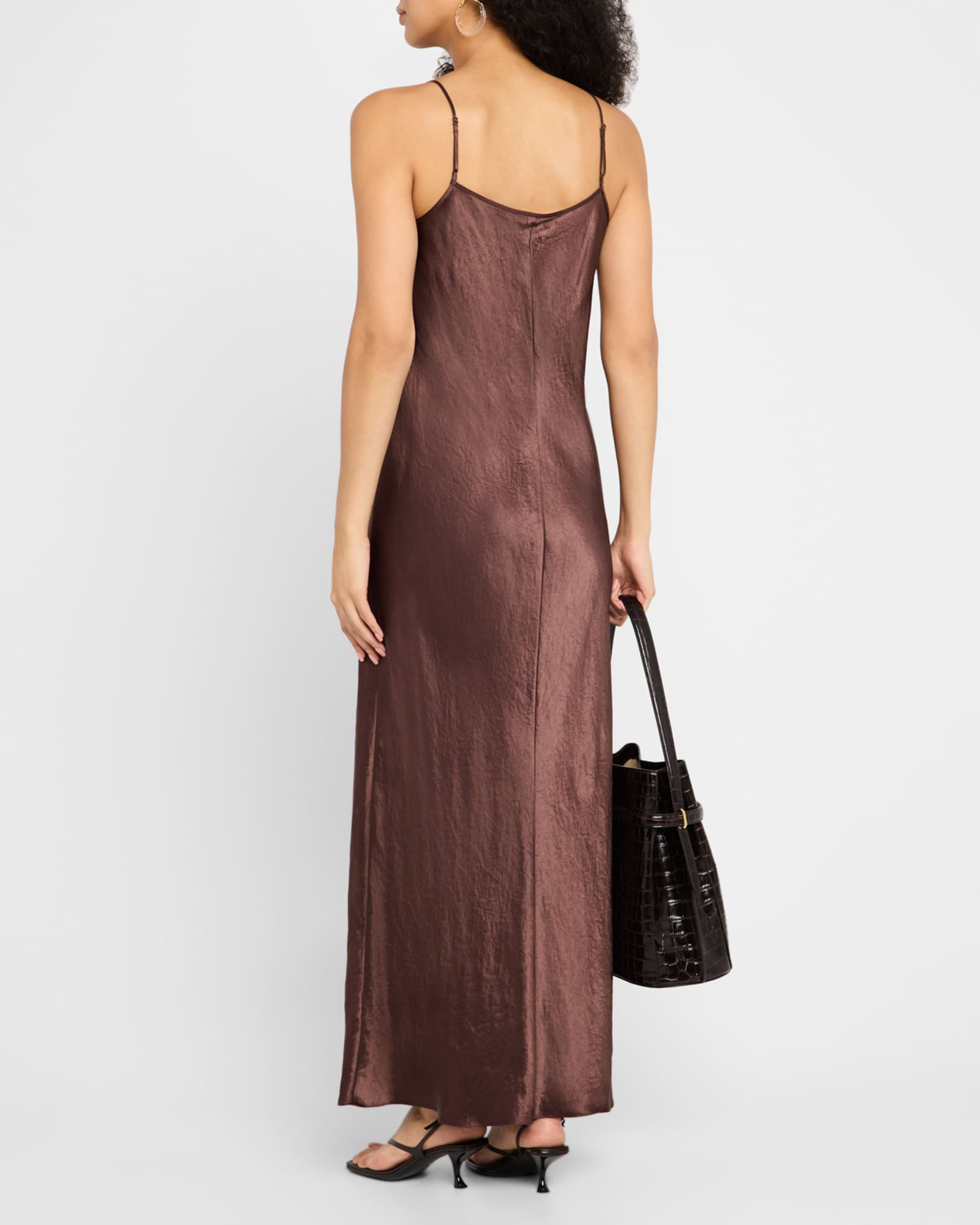 Shimmer Bias Slip Dress- Dusty rose main image 1