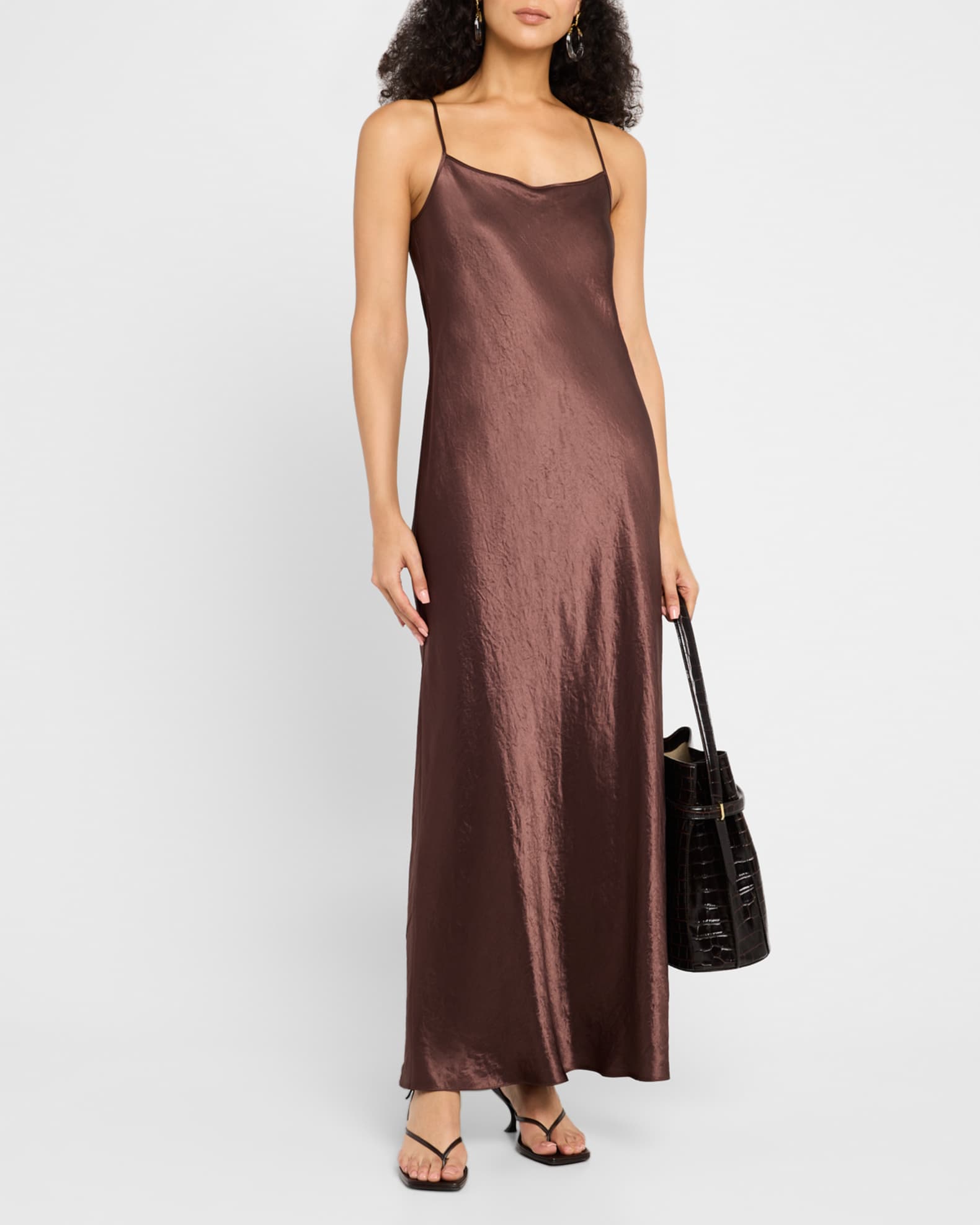 vince gold slip dress Zadie Deep V Maxi Slip Dress In Gold – Infinity Raine main image 1