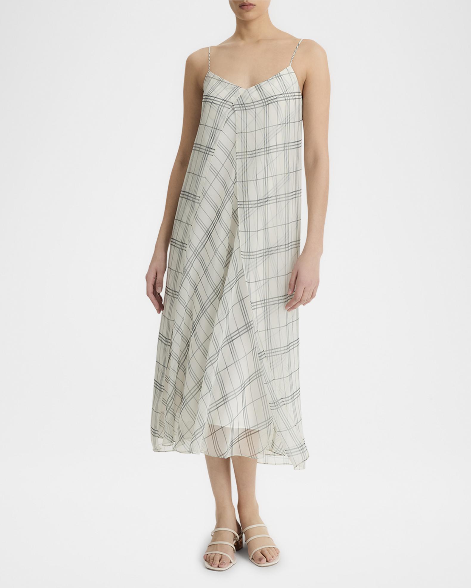 sheer plaid dress Vince Fenced Plaid Layered Dress