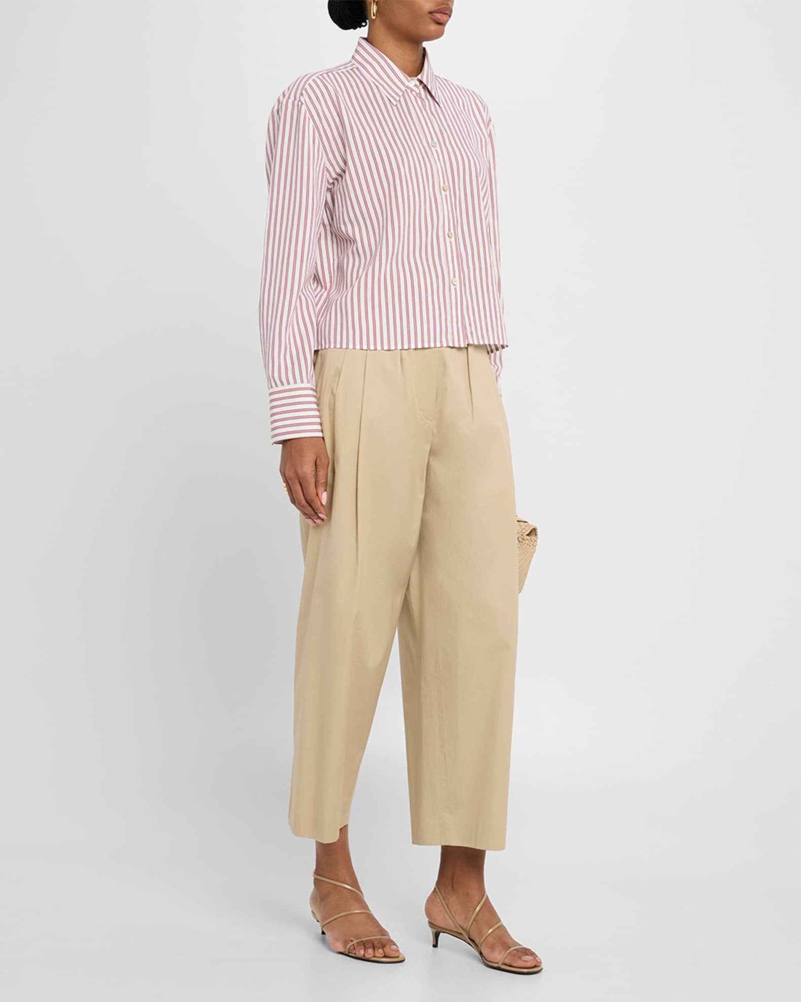 Stripe Cropped Button-Front Shirt 1