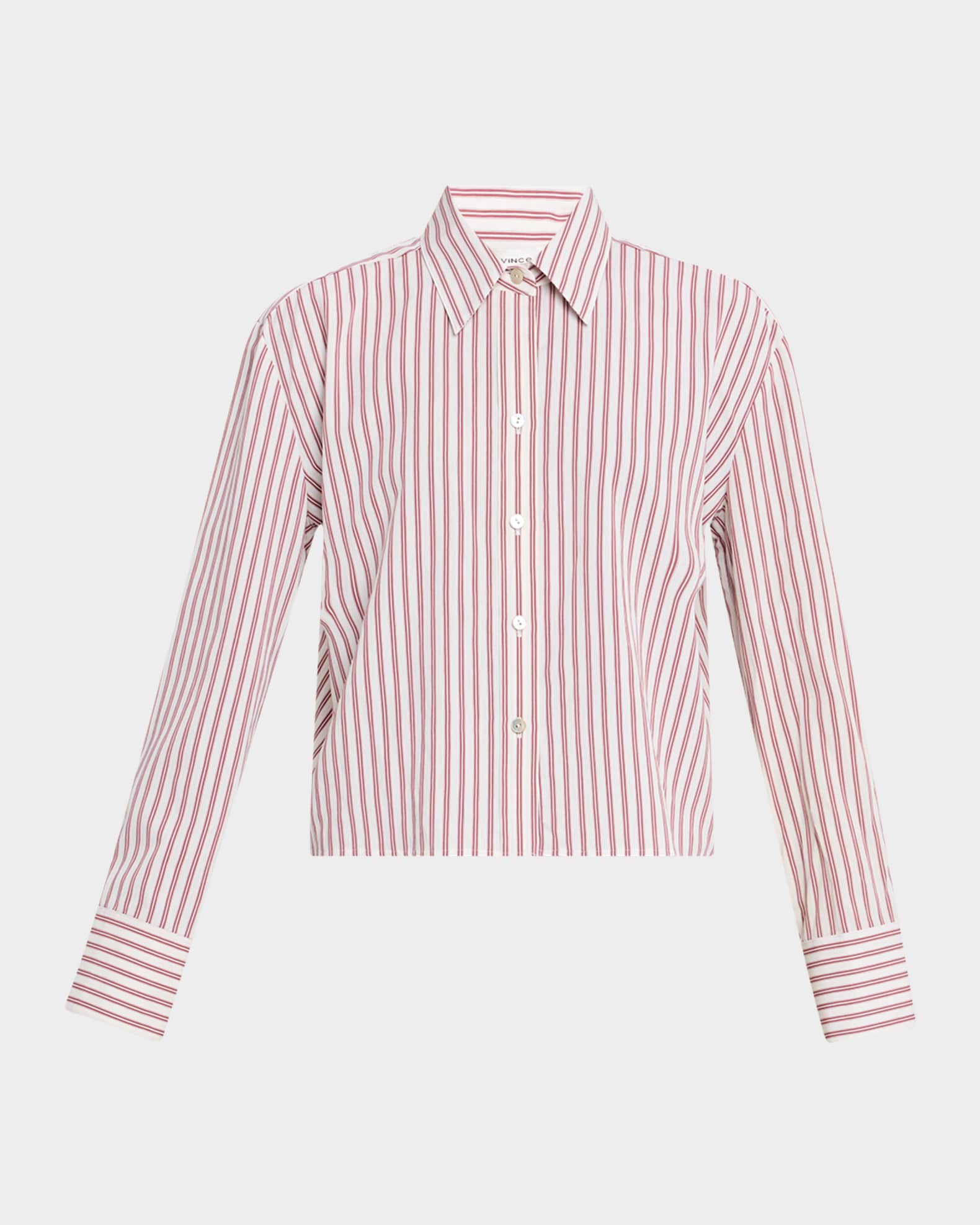 Stripe Cropped Button-Front Shirt 0