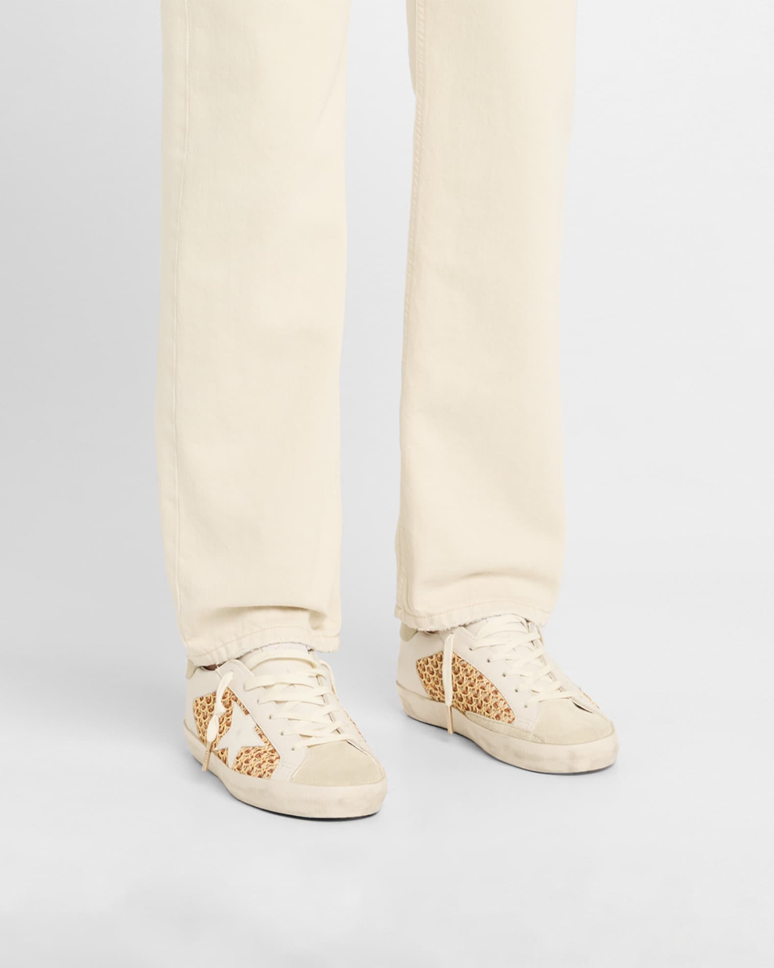 Superstar Raffia Net Leather Low-Top Sneakers 1