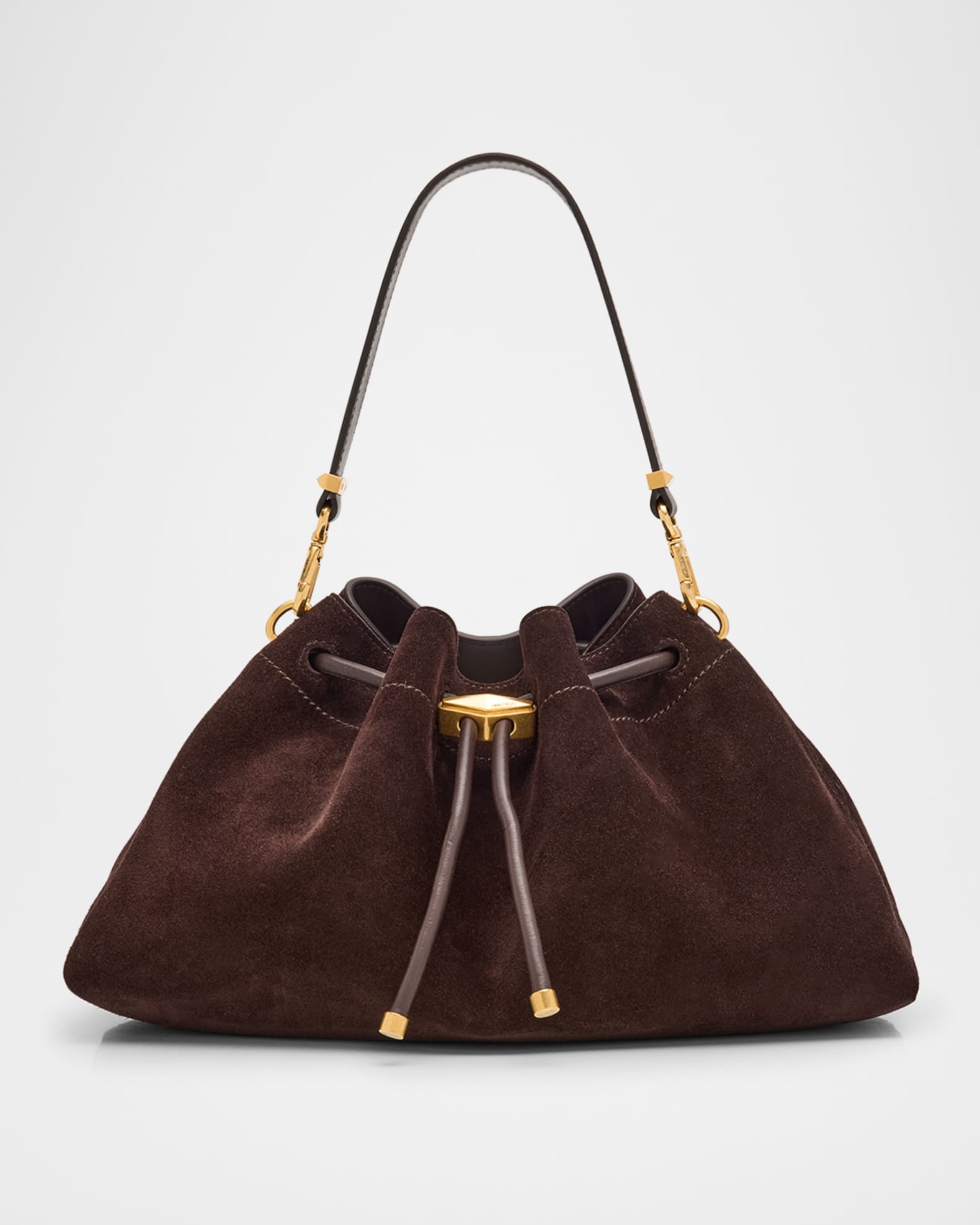 Jimmy Choo Bon Bon Ruched Suede Bucket Shoulder Bag | Neiman