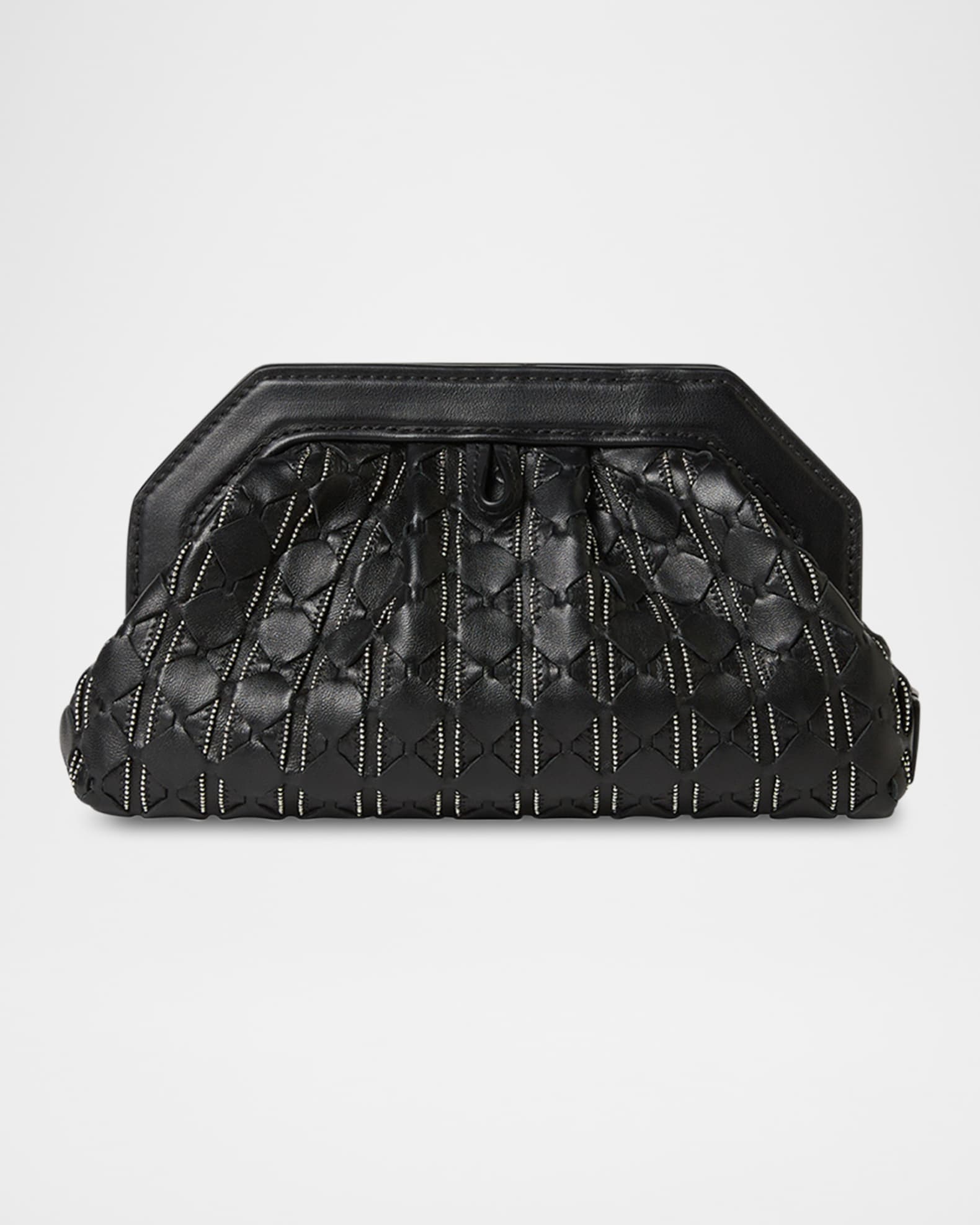 「SERAPIAN」SECRET 編み込みレザー クラッチ Serapian Secret Mini Mosaic Leather Clutch Bag with Chain
