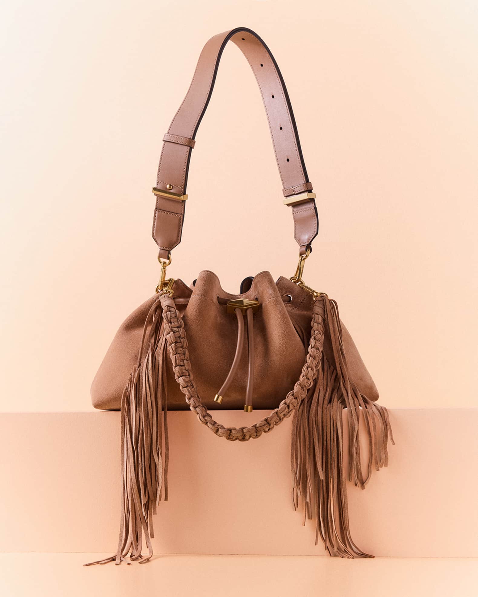 ショルダーバッグ・ポシェット JIMMY CHOO Bon Bon suede bag Bon Bon | Toffee Suede Bag With Pearl Closure | JIMMY CHOO