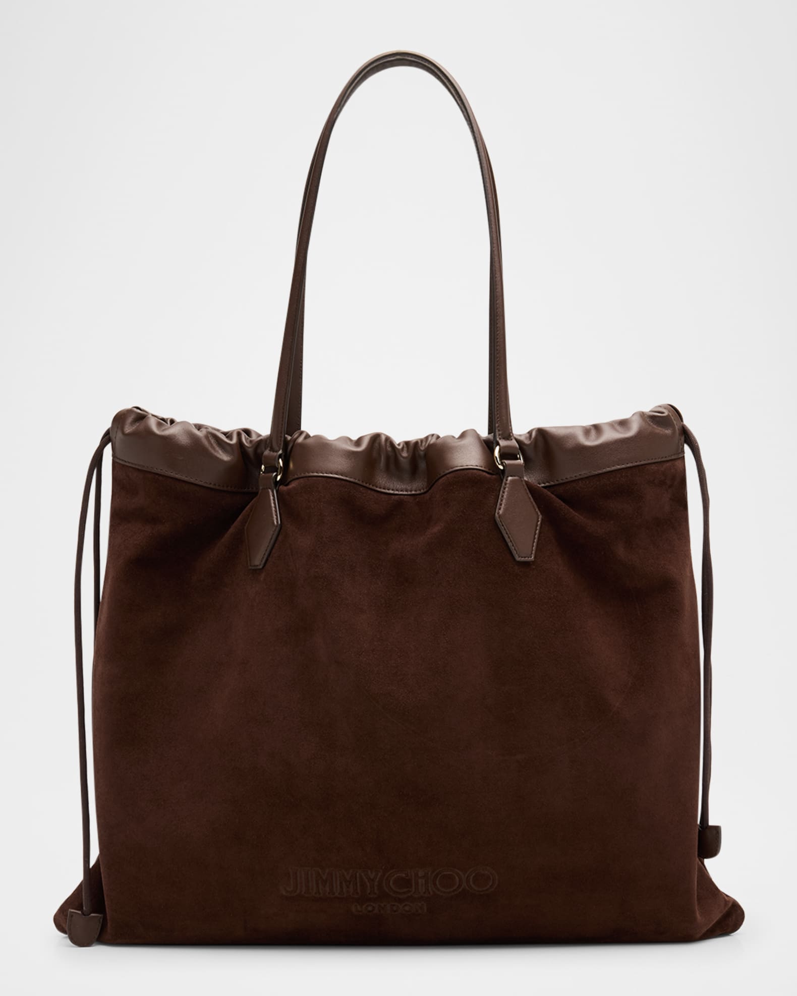 JIMMY CHOO Drawstring Tote L カーフスキン トートバッグ Drawstring Tote L |Black Nappa Leather Drawstring Tote with