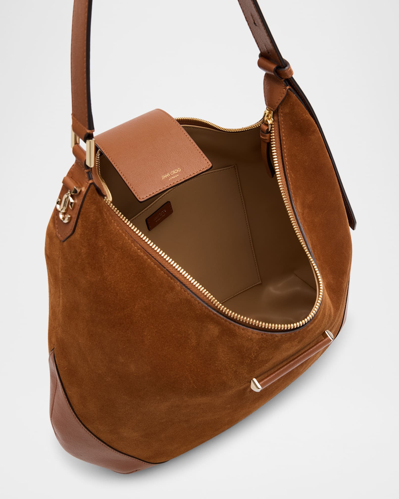 Jimmy Choo Bar Medium Suede & Leather Hobo Bag | Neiman Marcus