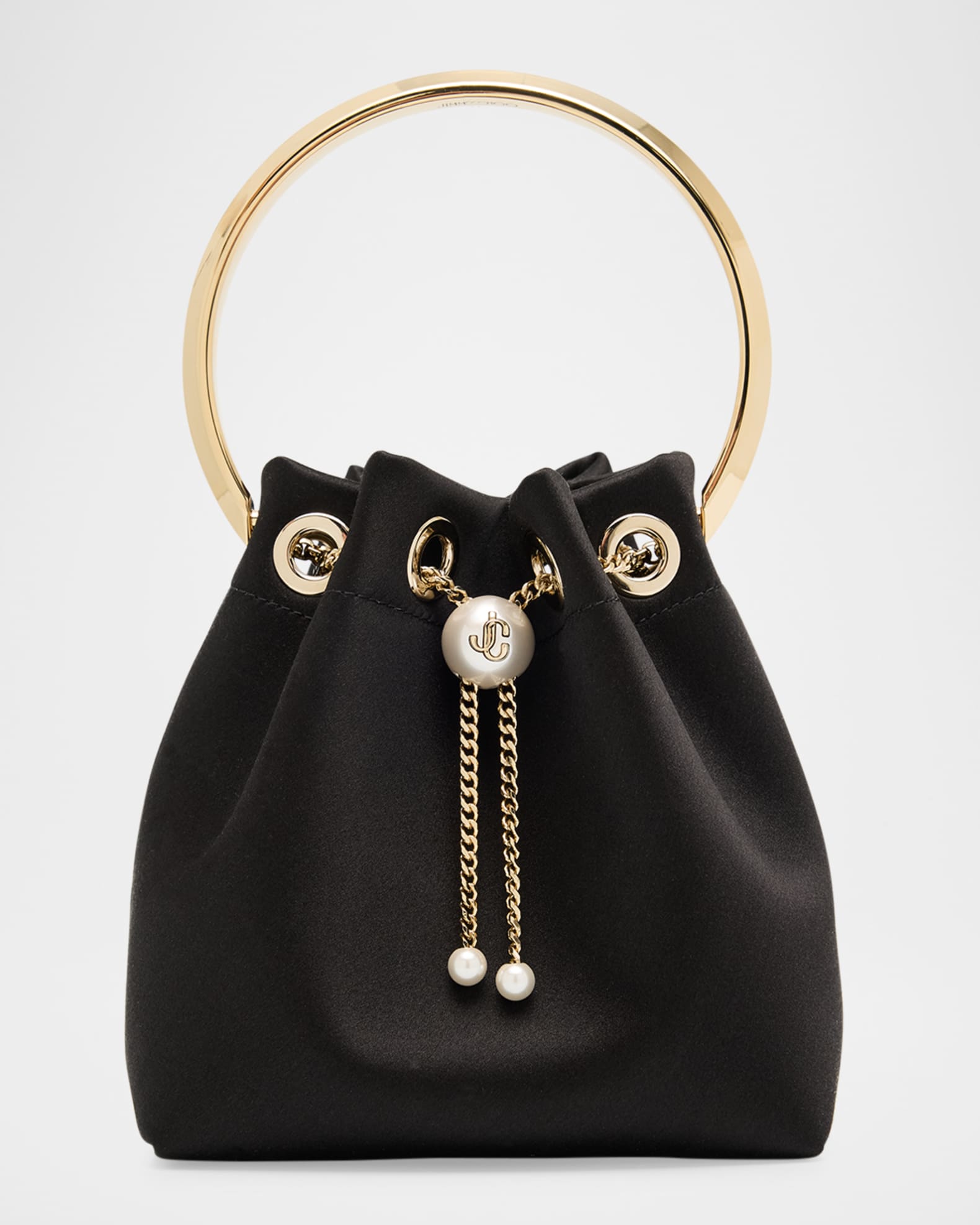 Bon Bon Satin Bucket Bag with Metal Handle 0