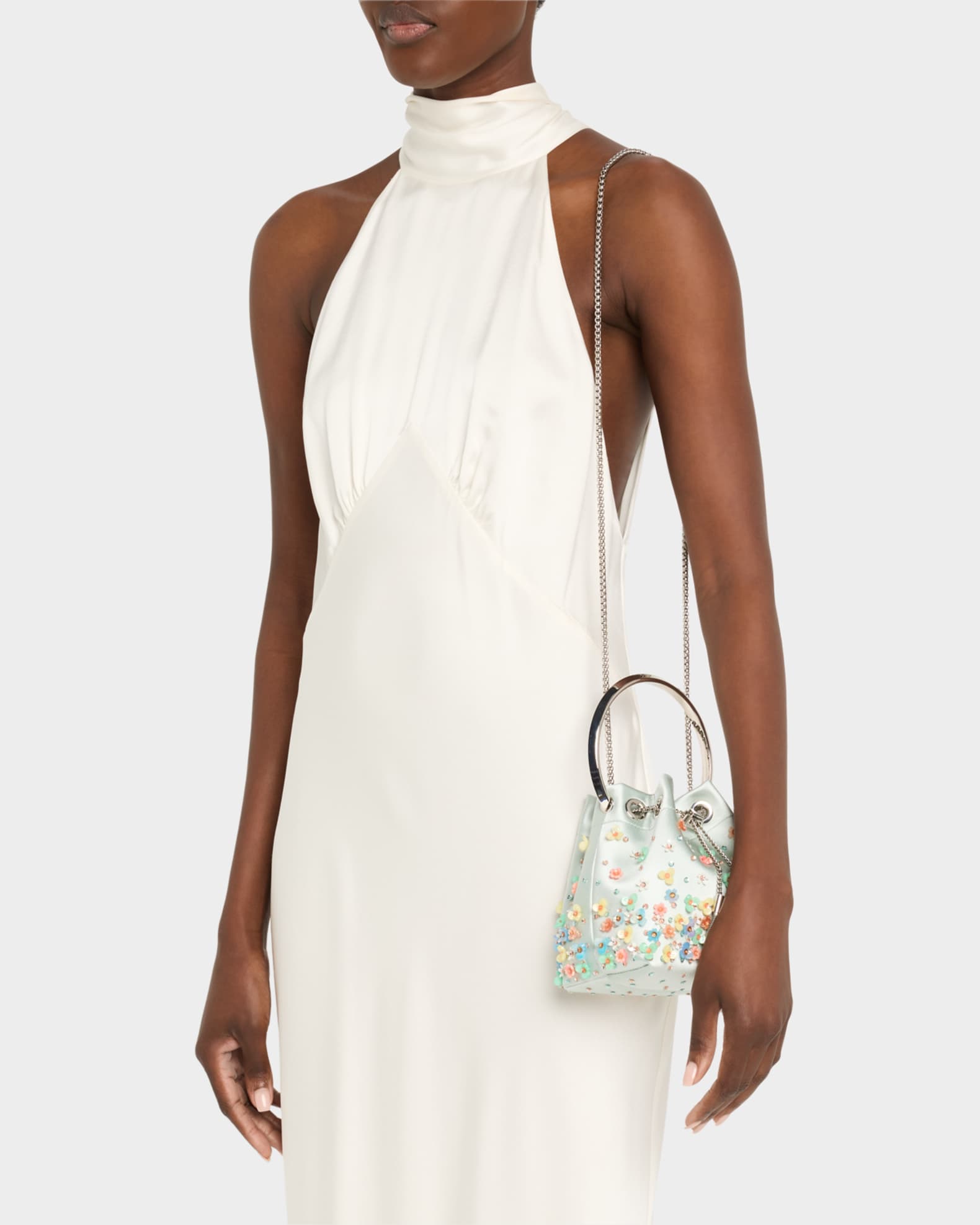 Bon Bon Floral Degrade Satin Bucket Bag 1