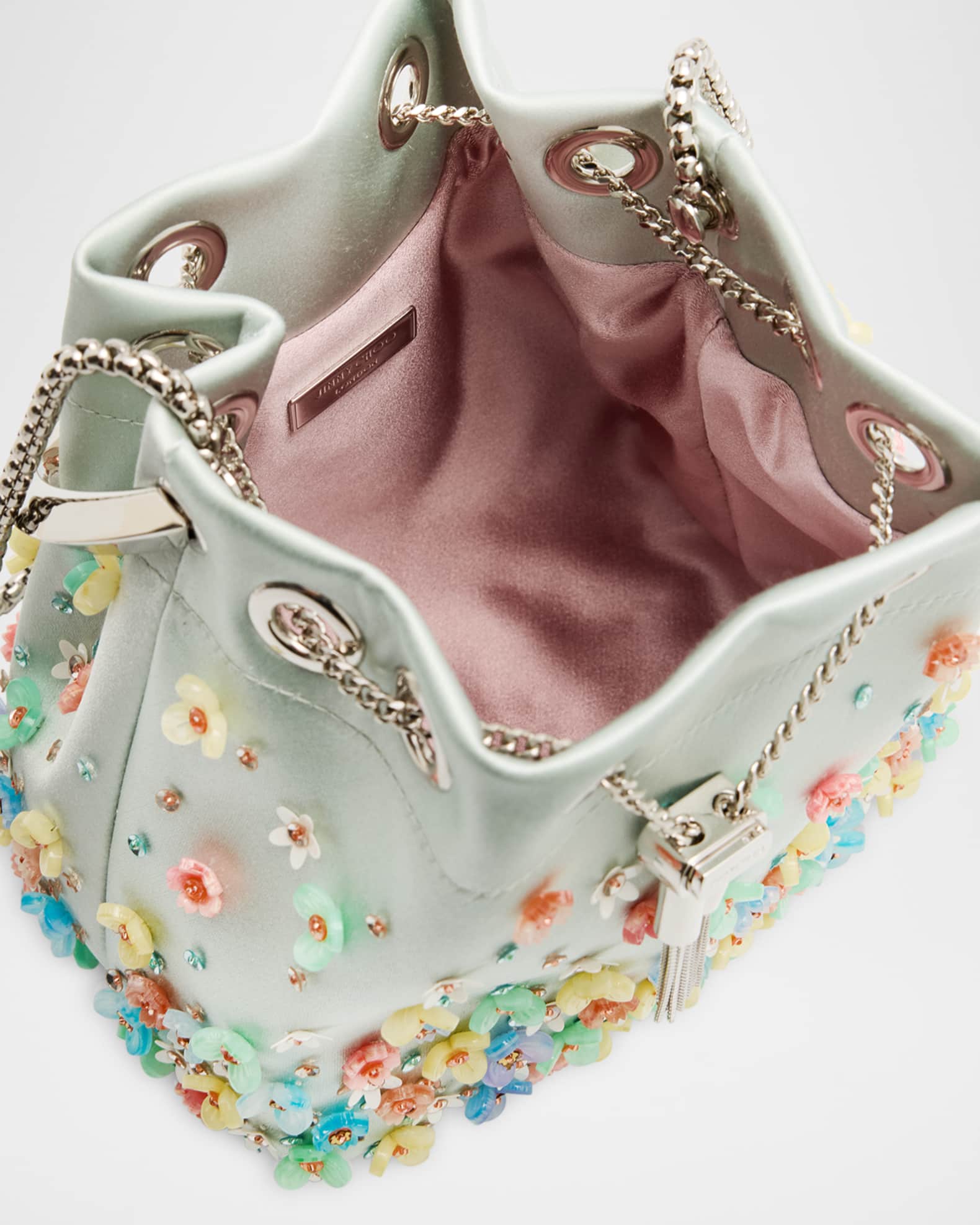【24SS NEW】Jimmy Choo_woman / BON BON グラデーション バッグ Jimmy Choo Bon Bon Floral Degrade Satin Bucket Bag | Neiman